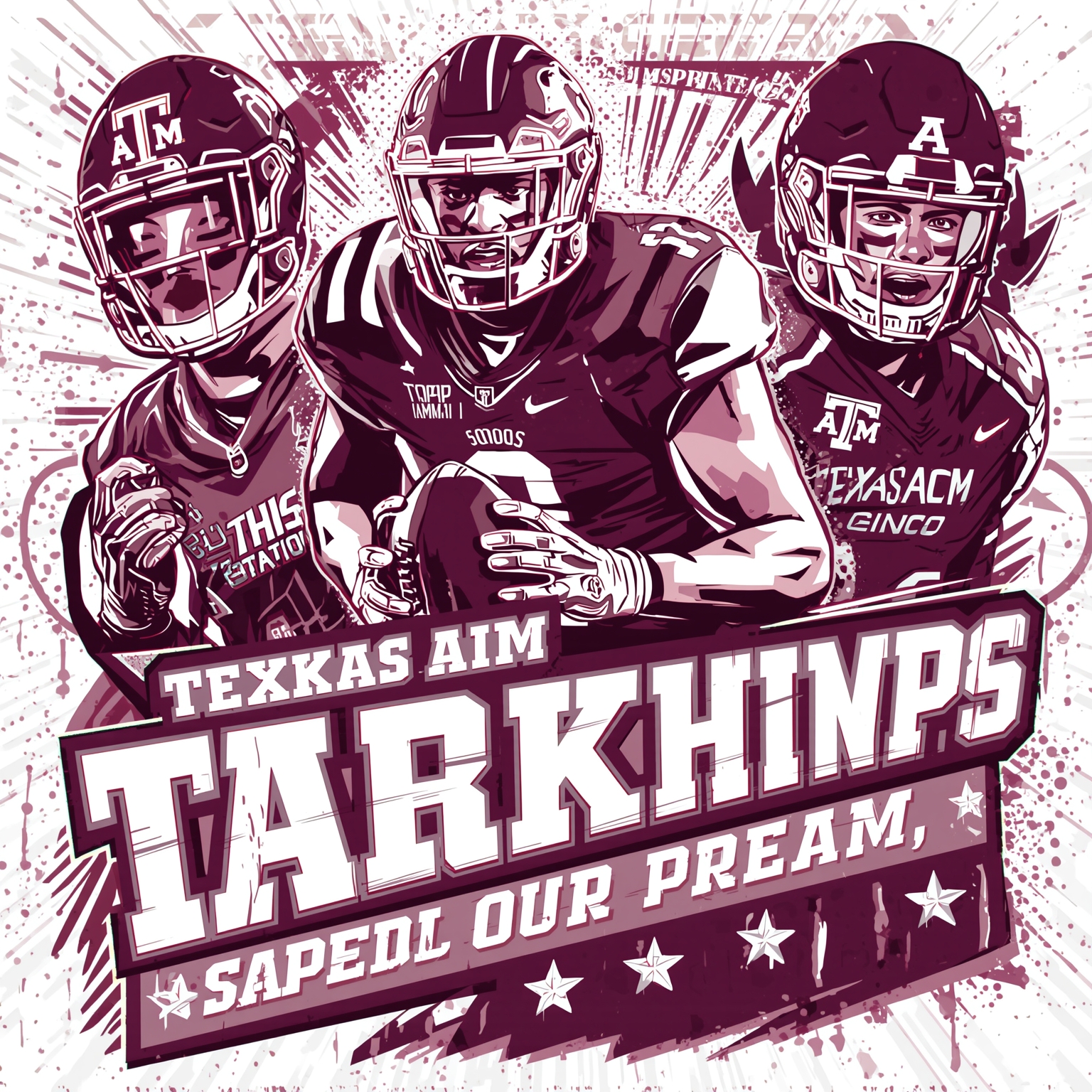 Aggies' Recruiting Race and Hoops Showdowns - painting of Texas A&M Aggies football,basketball venue