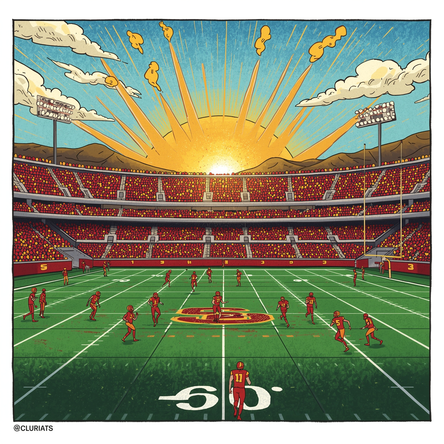 Pressure Cooker: Lincoln Riley’s Hot Seat at USC - painting of USC Trojans football venue