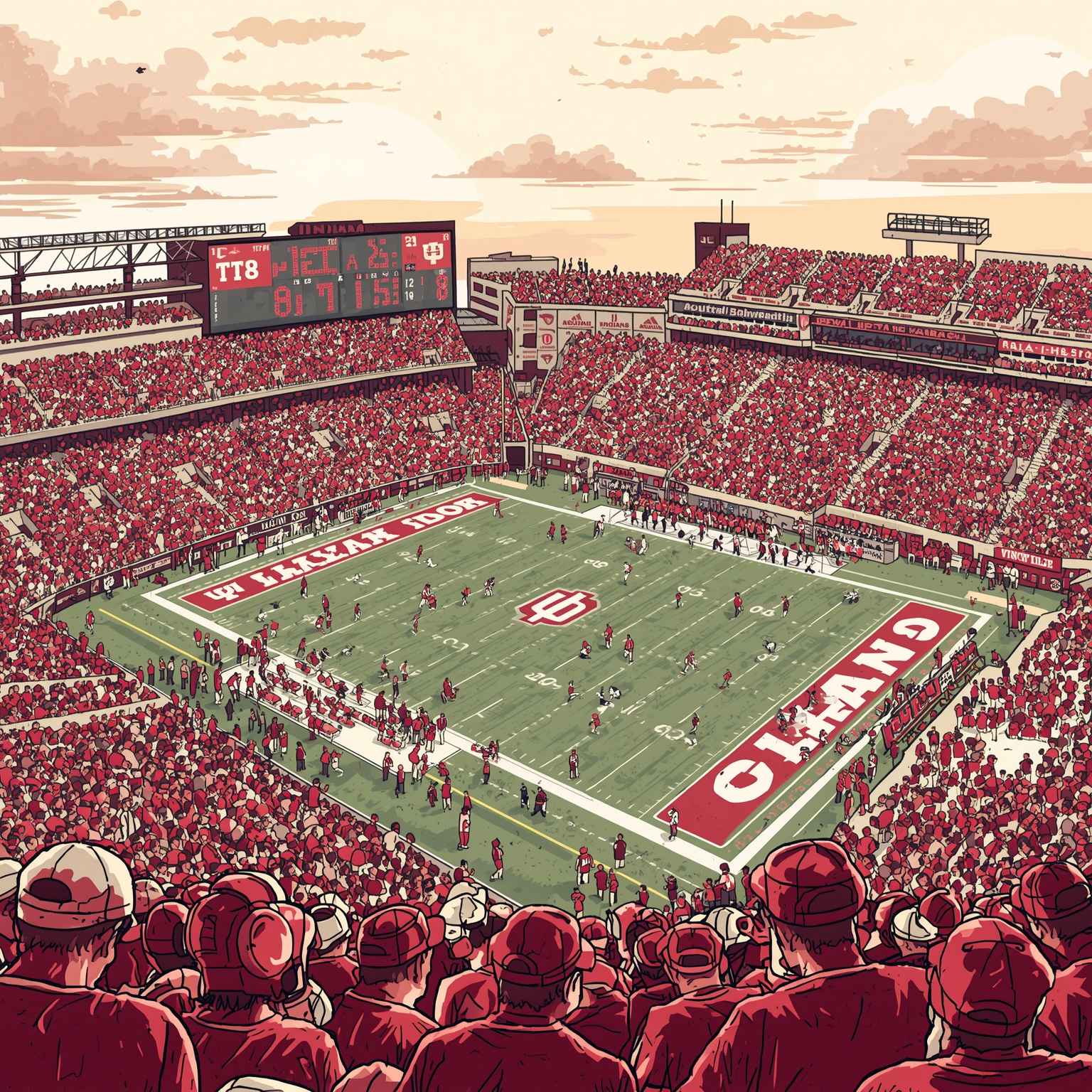 Hoosiers’ NFL Draft Exit and Rivalry Showdown - painting of Indiana Hoosiers football,basketball venue
