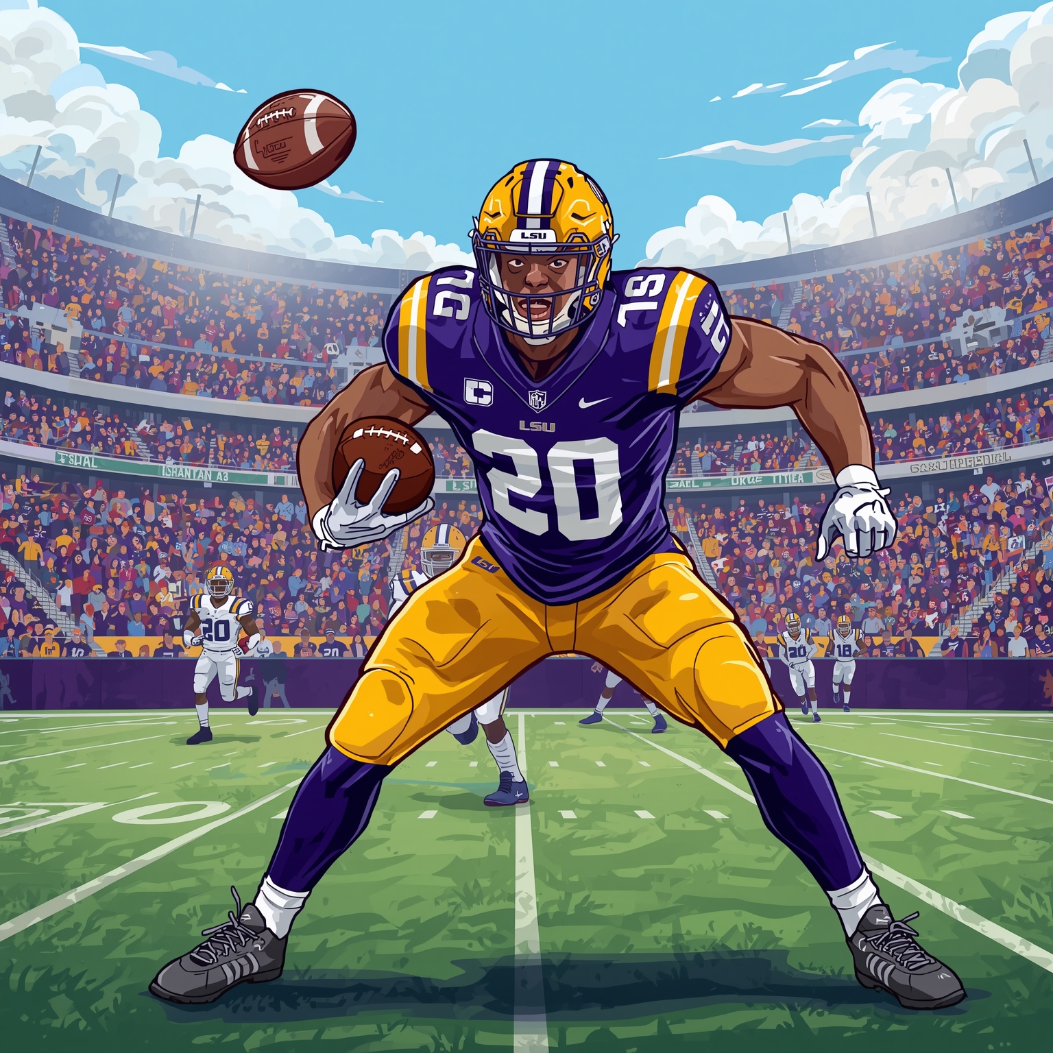 LSU's Transfer Portal Blitz: Edge Passer and Cornerback Tour - painting of LSU Tigers football venue