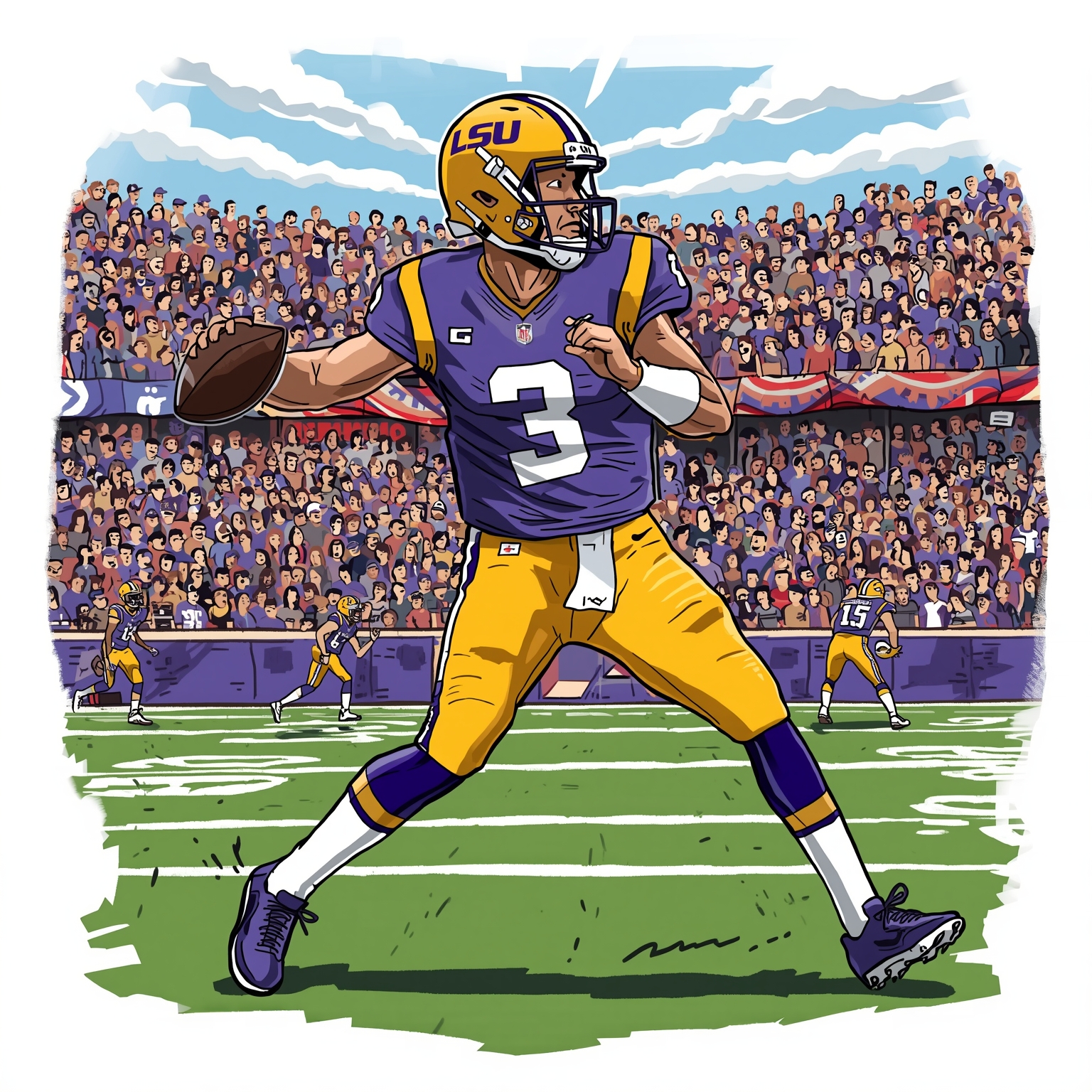 LSU's Big Play: Chasing a Star QB and Elite Wideout - painting of LSU Tigers football venue