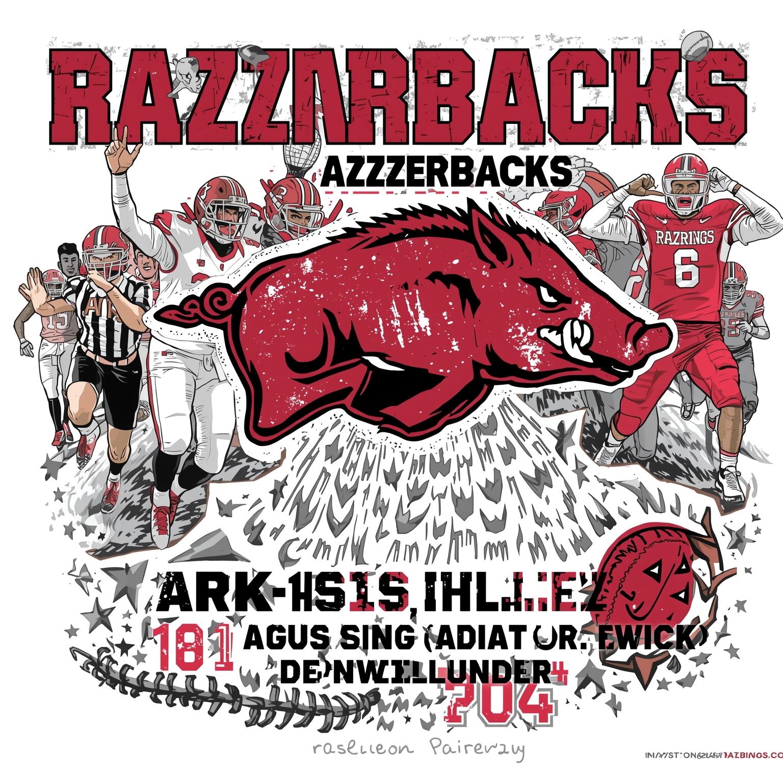 Hogs’ Recruiting Frenzy and Season Showdowns - painting of Arkansas Razorbacks baseball, basketball, football venue