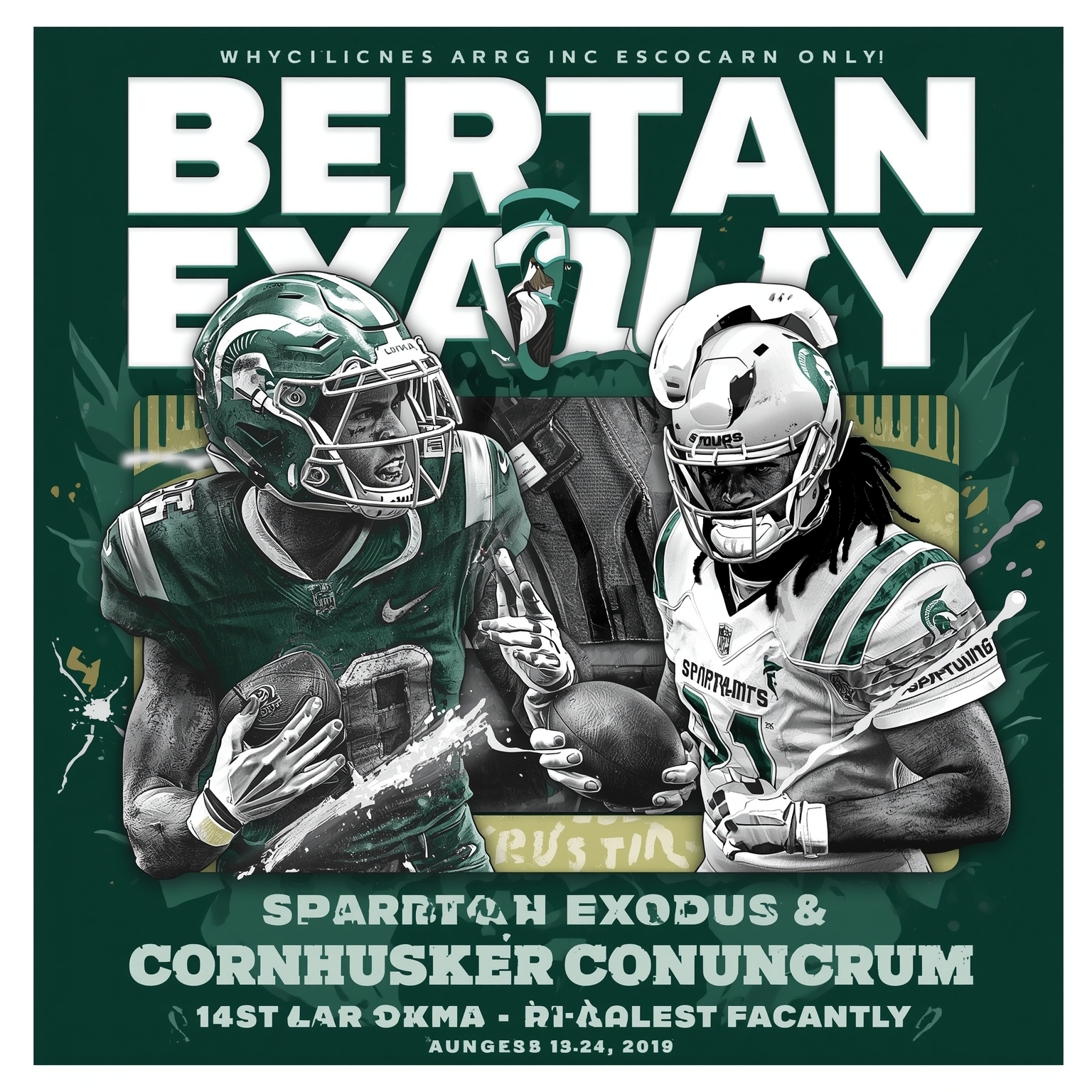 Spartan Exodus & Cornhusker Conundrum - painting of Michigan State Spartans football, basketball venue