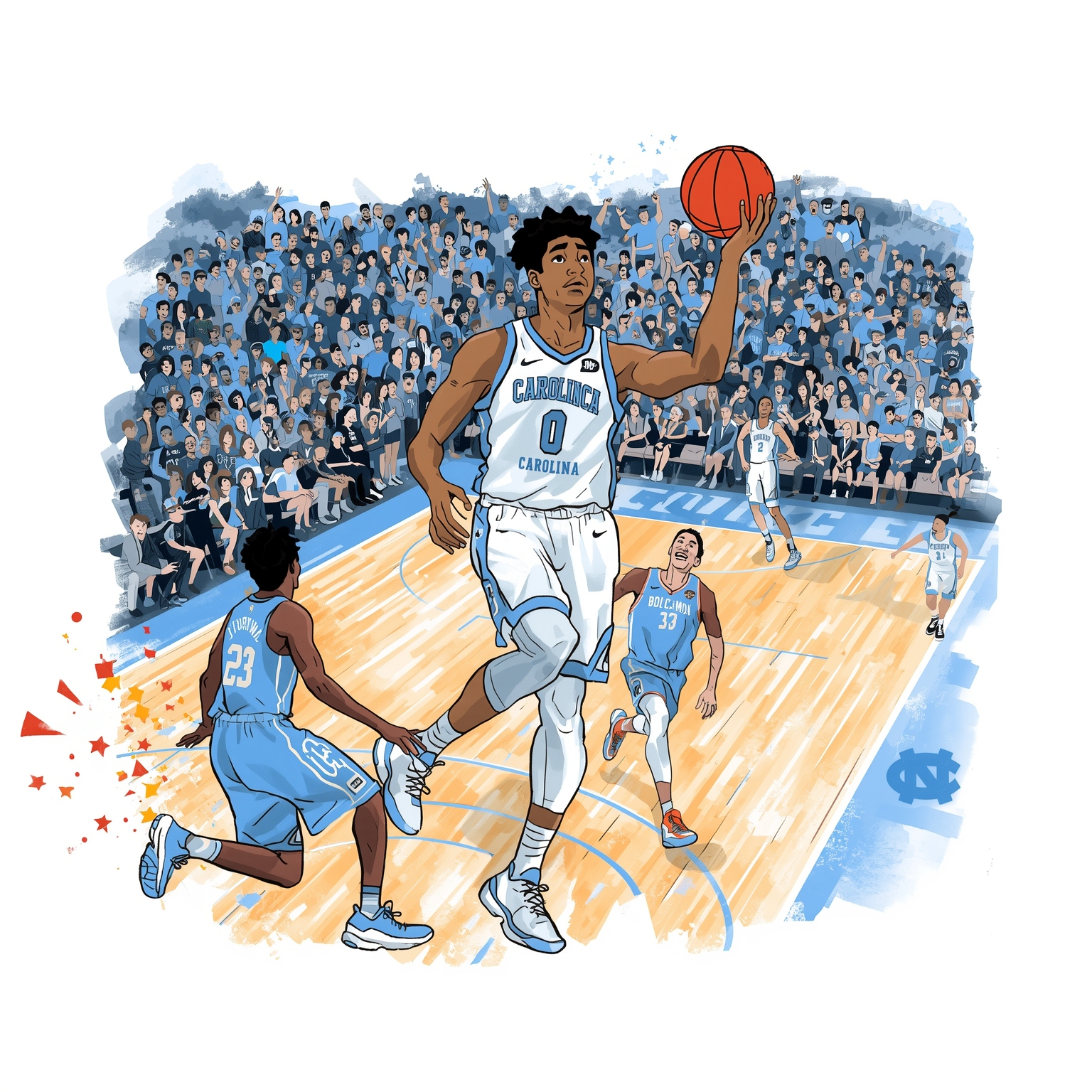 Underdogs and Rising Stars on the Hardwood - painting of North Carolina Tar Heels basketball venue
