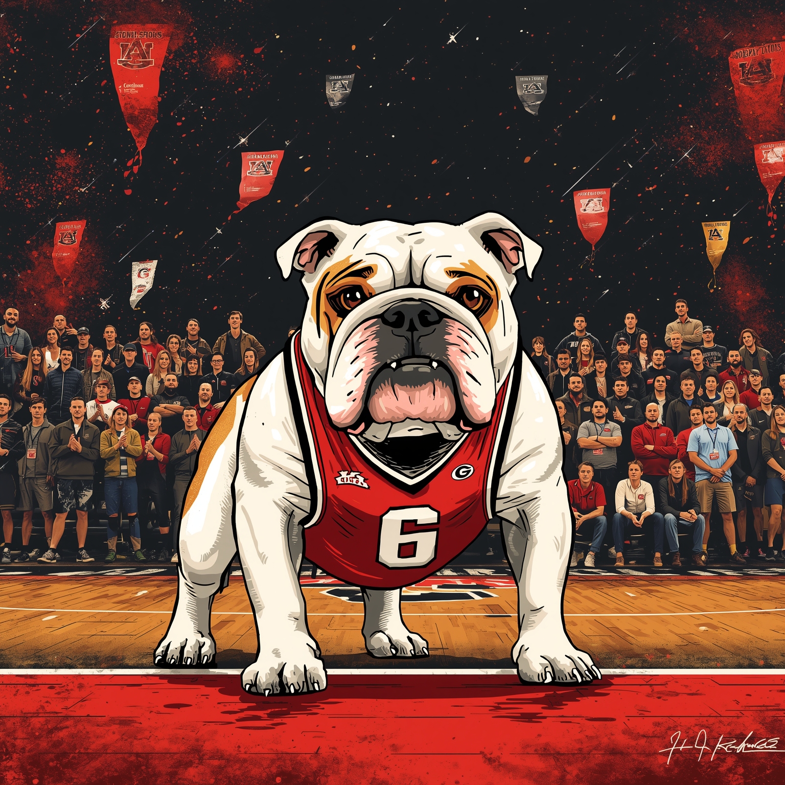 Dawgs' Overtime Thrill: Georgia Stuns Auburn - painting of Georgia Bulldogs basketball venue