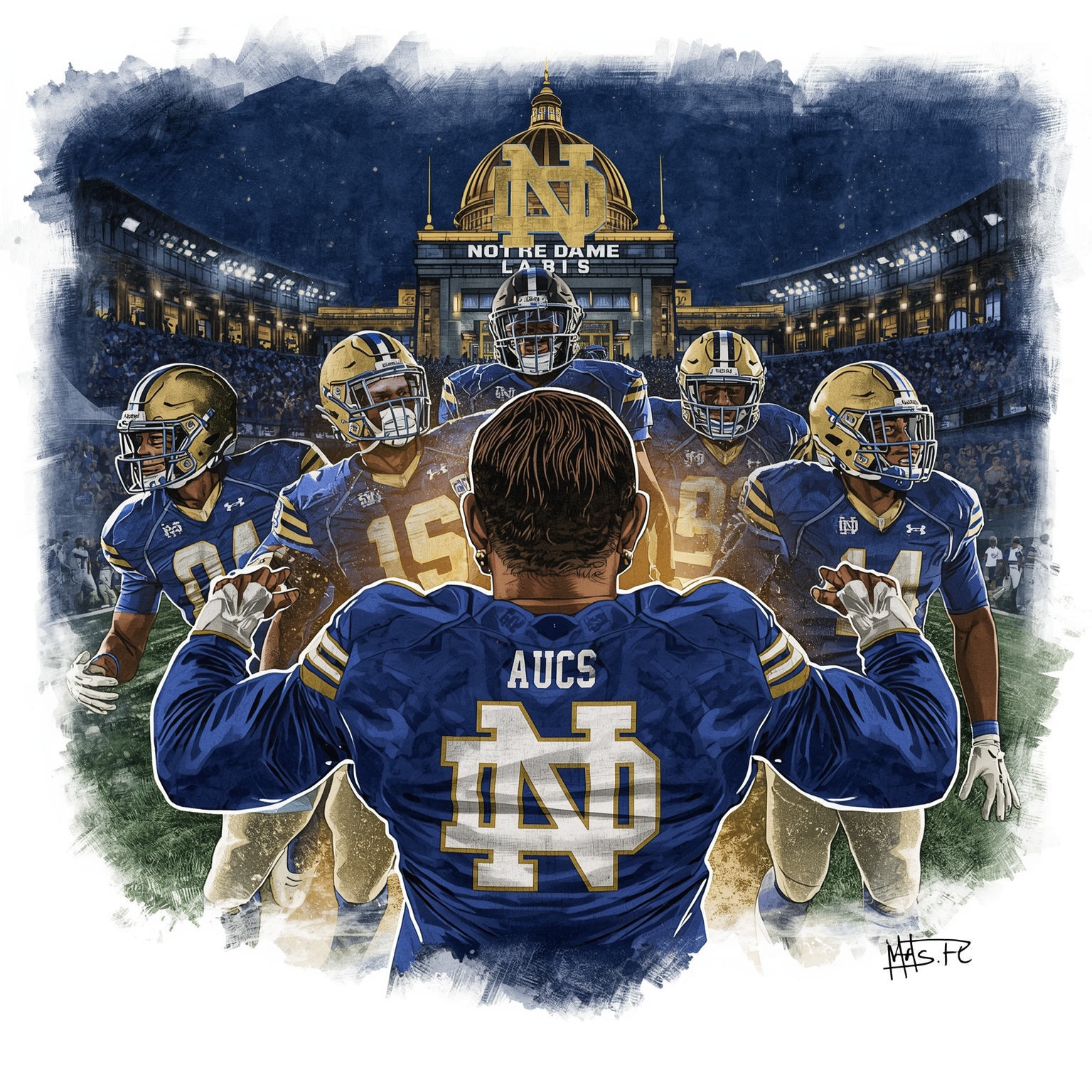 Irish Coaching Shuffle: ND Staff Departures - painting of Notre Dame Fighting Irish football venue