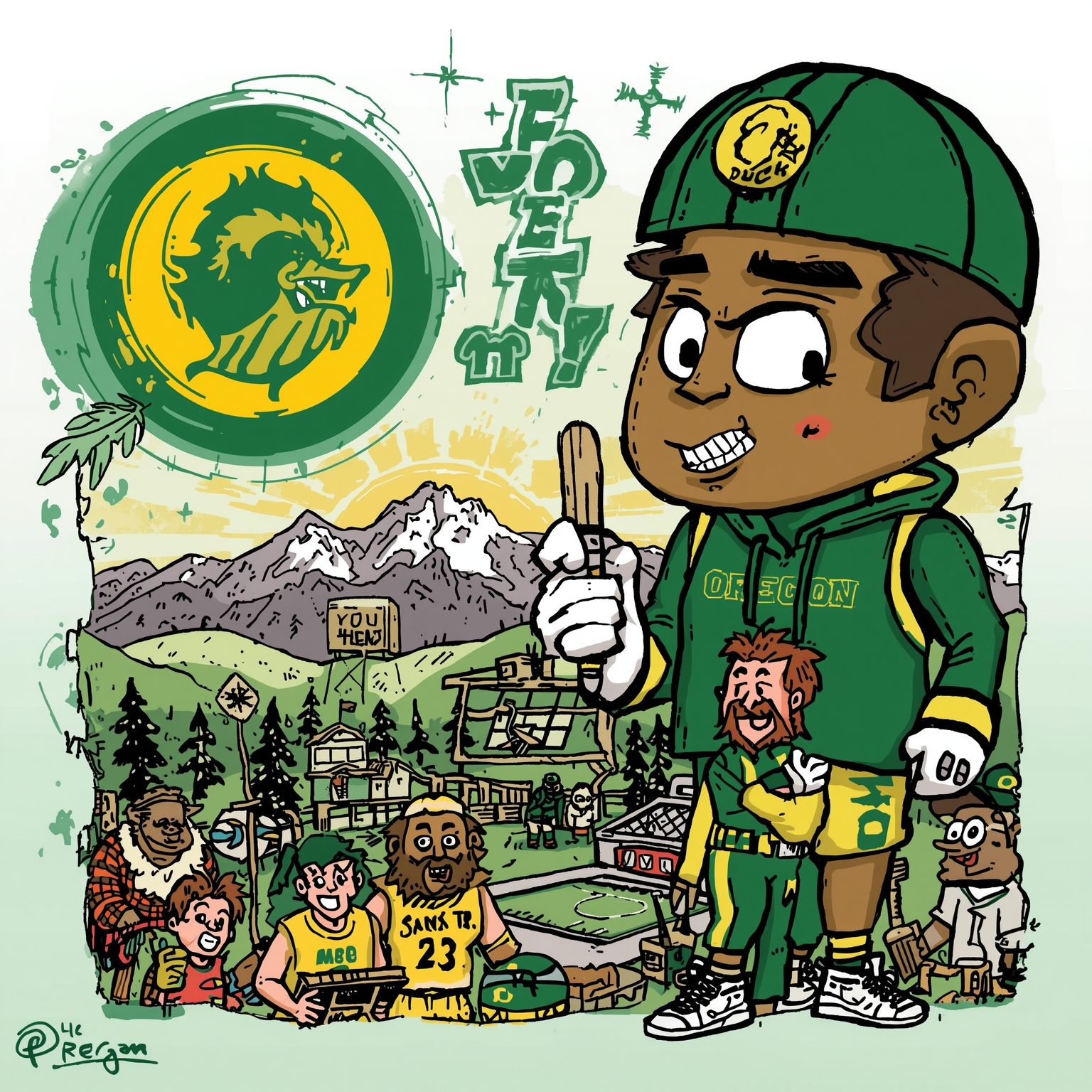 Ducks Chase Top Recruits Despite Slippery Season - painting of Oregon Ducks basketball venue