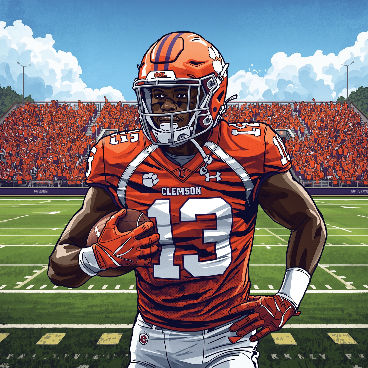 Artavis Scott Returns to Coach Clemson’s Running Backs - painting of Clemson Tigers football venue