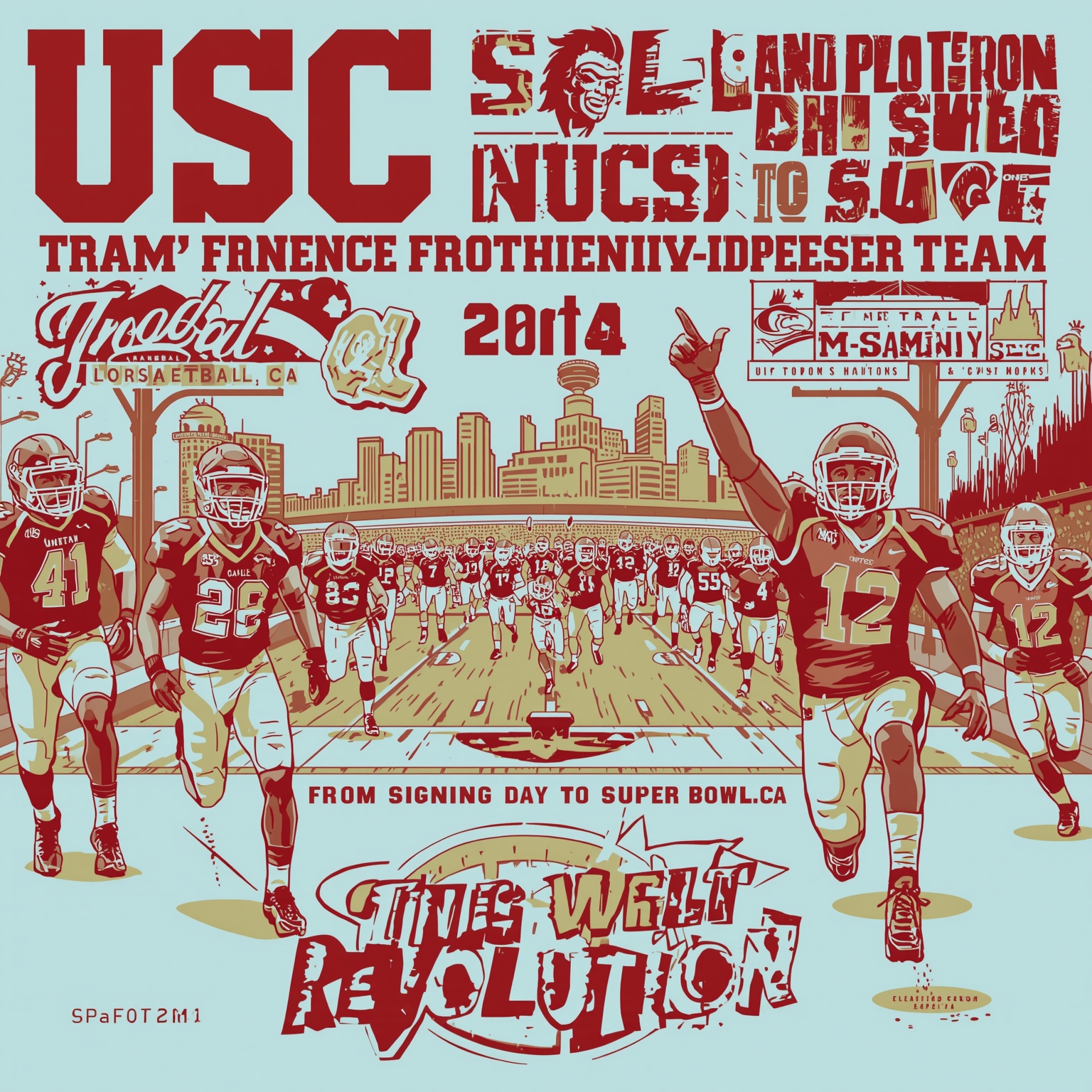 From Signing Day to Super Bowl: USC's Trojan Revolution - painting of USC Trojans football,basketball venue