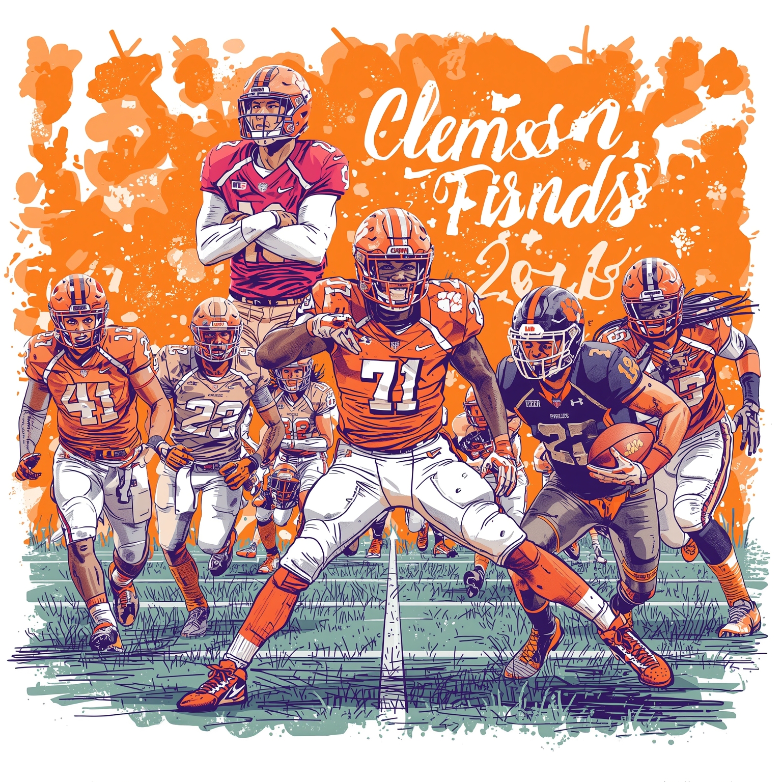 Clemson’s Grabs, Grinds, and Rookie Minds - painting of Clemson Tigers football,basketball,baseball venue