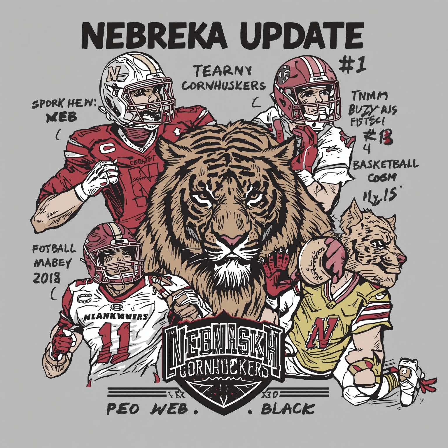 Huskers Update: Softball, Football & Basketball Shakeups - painting of Nebraska Cornhuskers softball, football, basketball venue