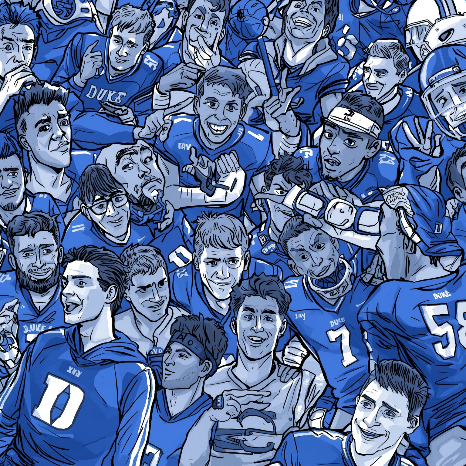 Duke's Recruiting Frenzy: Courts & Gridiron Stars - painting of Duke Blue Devils football,basketball venue