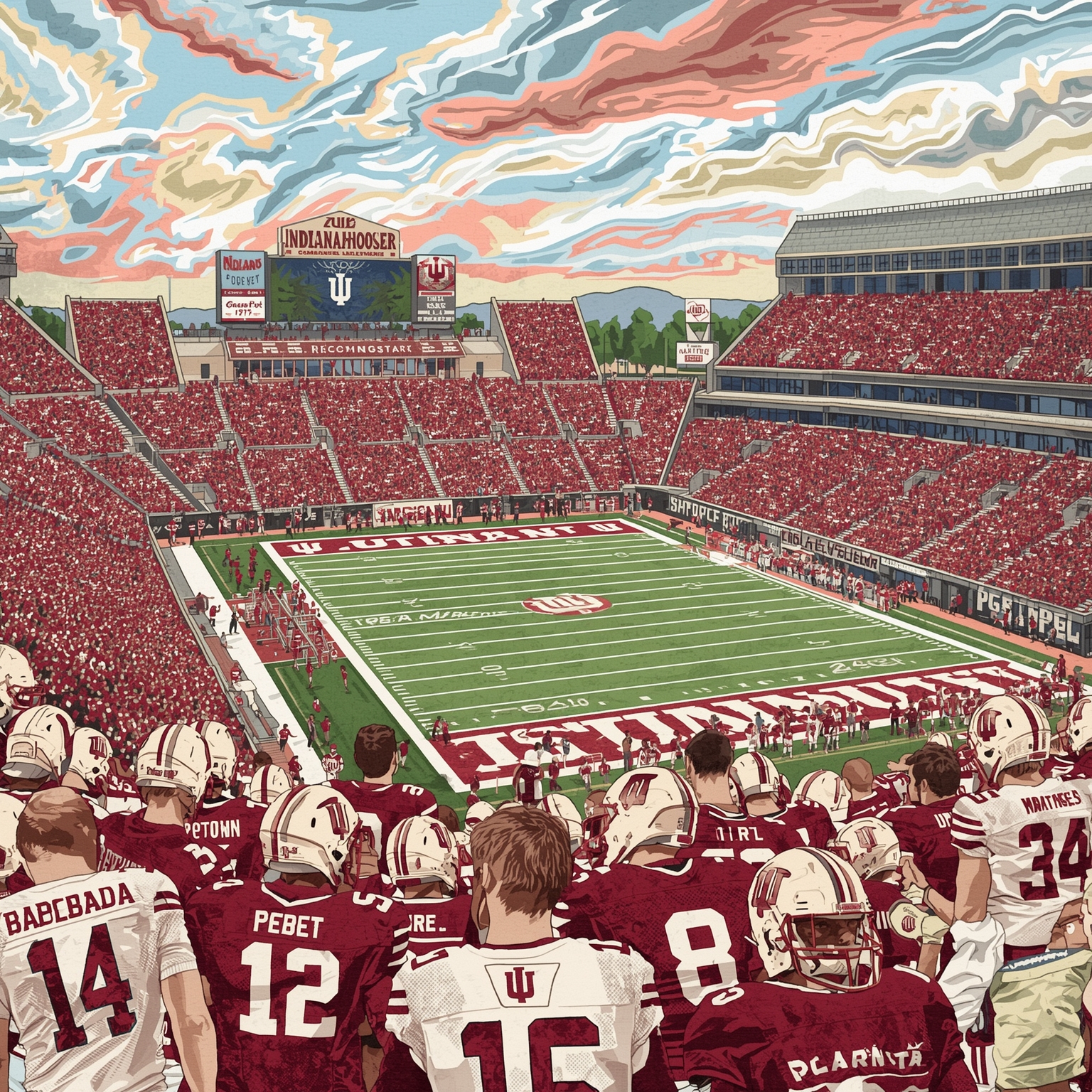 Indiana Hoosiers: Season Stakes, Key Games & Top Picks - painting of Indiana Hoosiers football,basketball venue