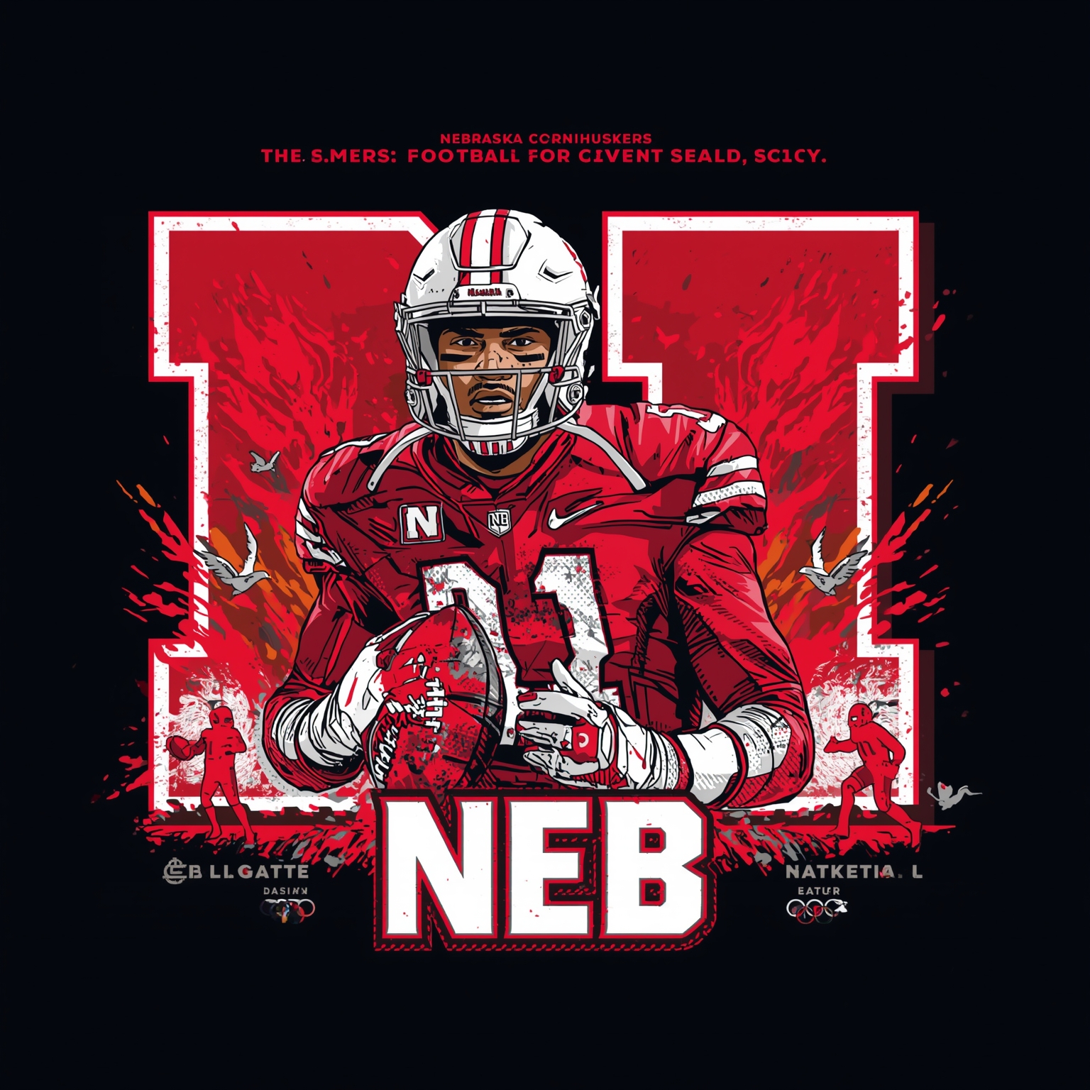 Preview: Huskers' Big Ten Battle, QB Shuffle & Olympic Stars - painting of Nebraska Cornhuskers basketball, football venue