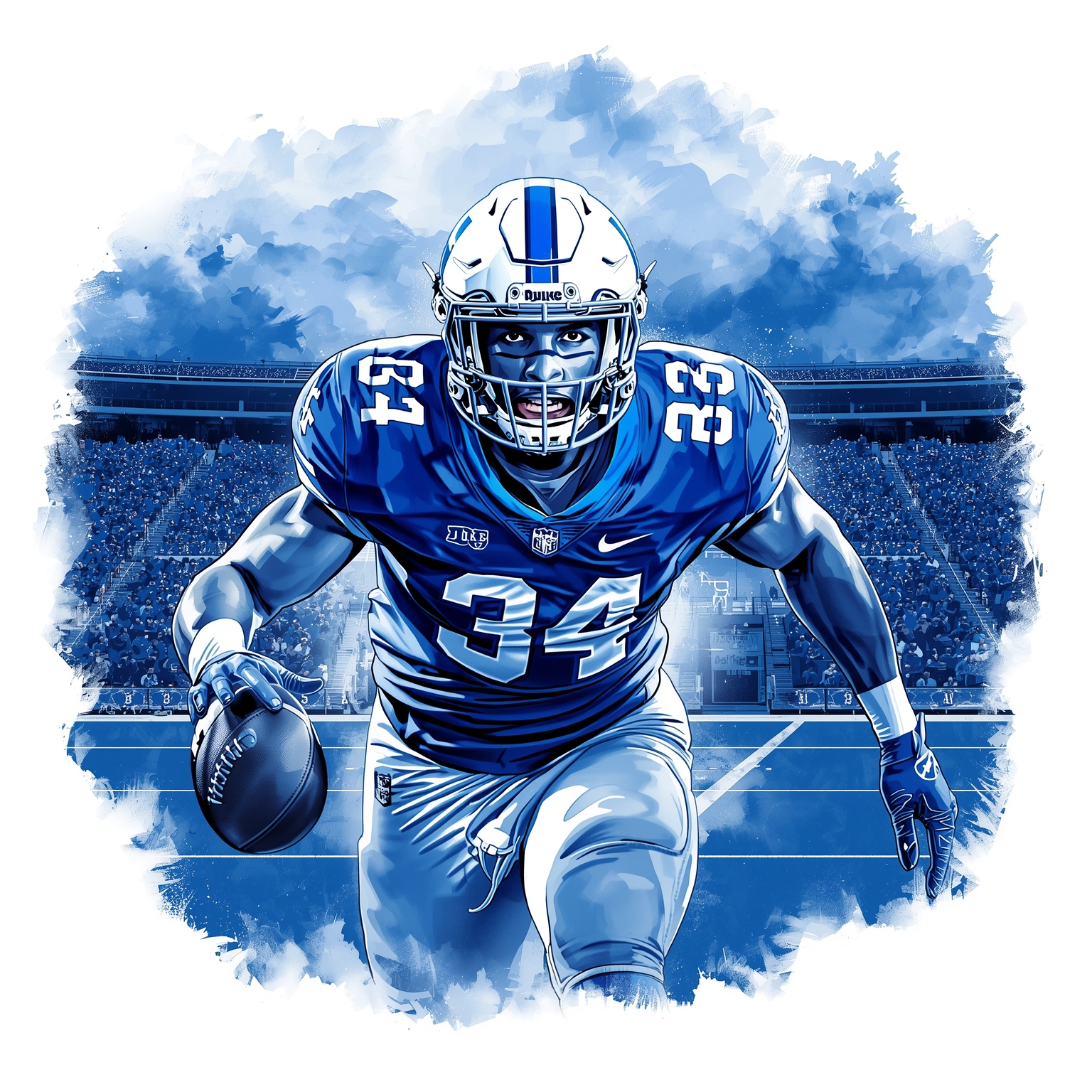 Duke’s Dual Focus: Recruiting a Star, Beating UNC - painting of Duke Blue Devils football,basketball venue