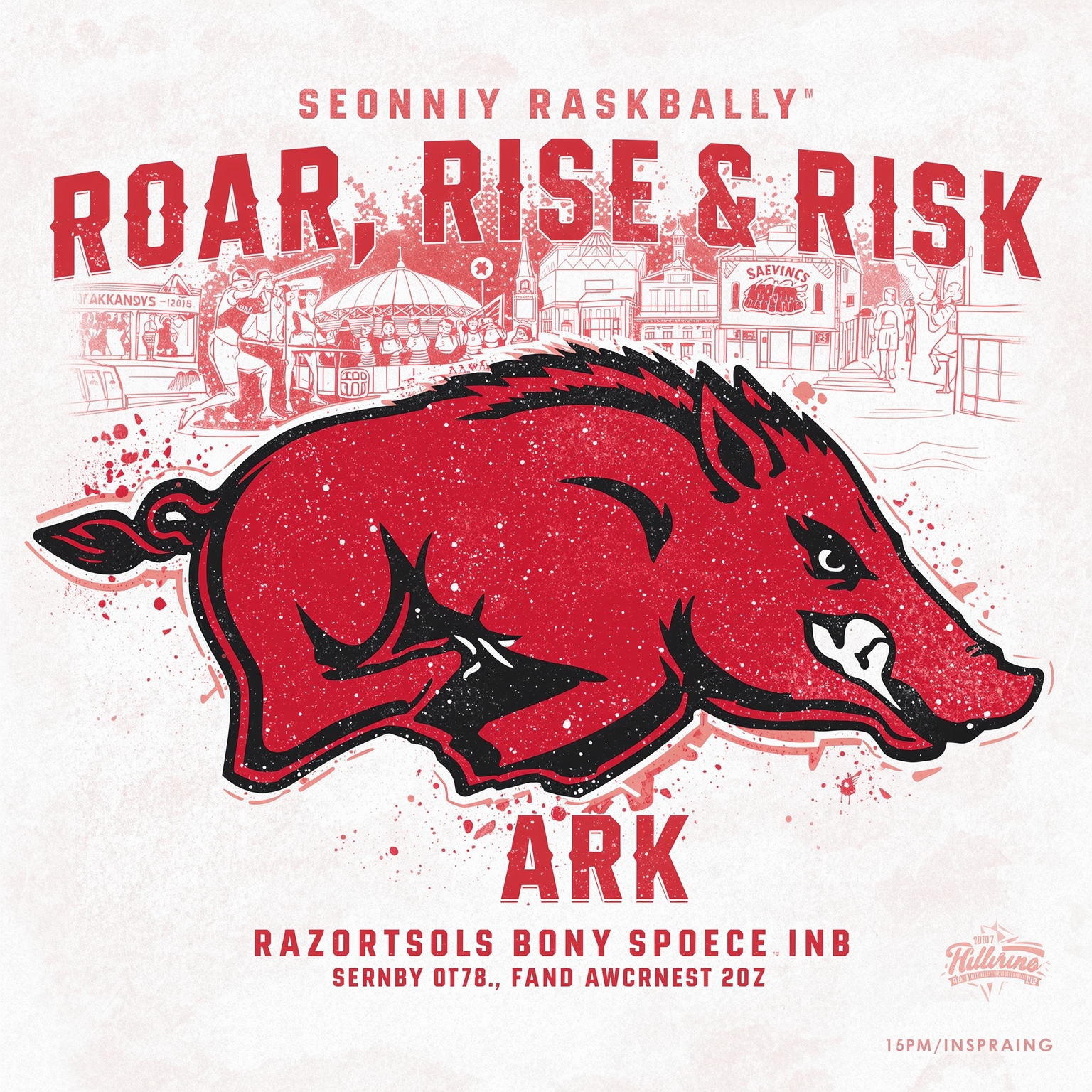 Razorbacks Roar, Rise, and Risk Across Three Sports - painting of Arkansas Razorbacks softball, basketball venue