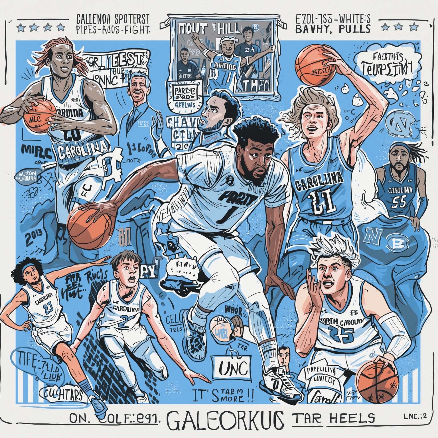 Freshman Spotlight and Rivalry Showdowns at UNC - painting of North Carolina Tar Heels basketball venue