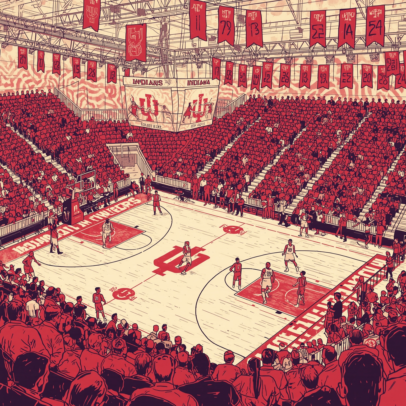 Hoosiers Stage Last-Second OT Escape in 78-77 Win - painting of Indiana Hoosiers basketball venue