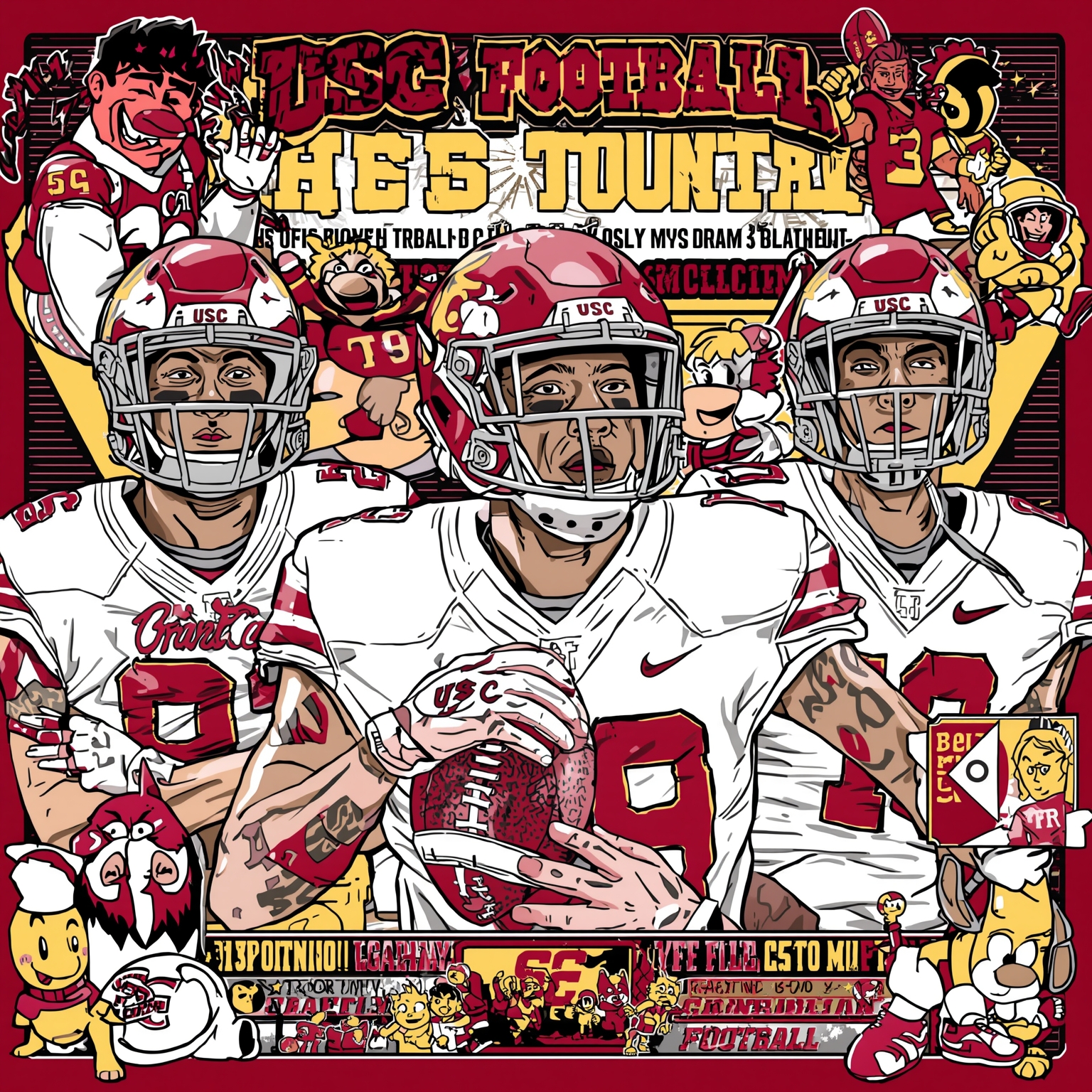 USC Football: Draft Stars, Playoff Drive, & Recruit Flip - painting of USC Trojans football venue