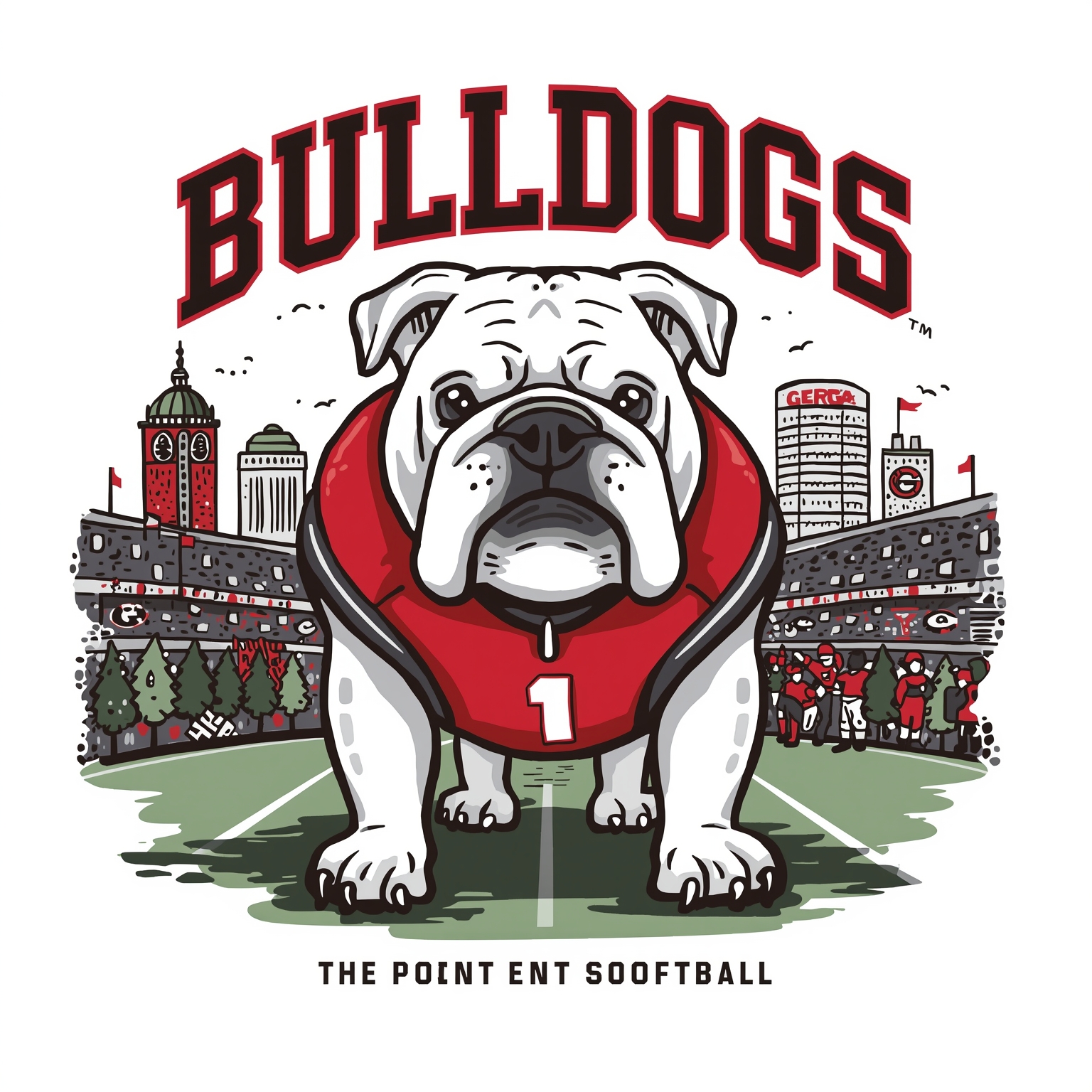 Bulldogs’ Footprint: From SEC Court Wins to NFL Rings - painting of Georgia Bulldogs football,basketball venue