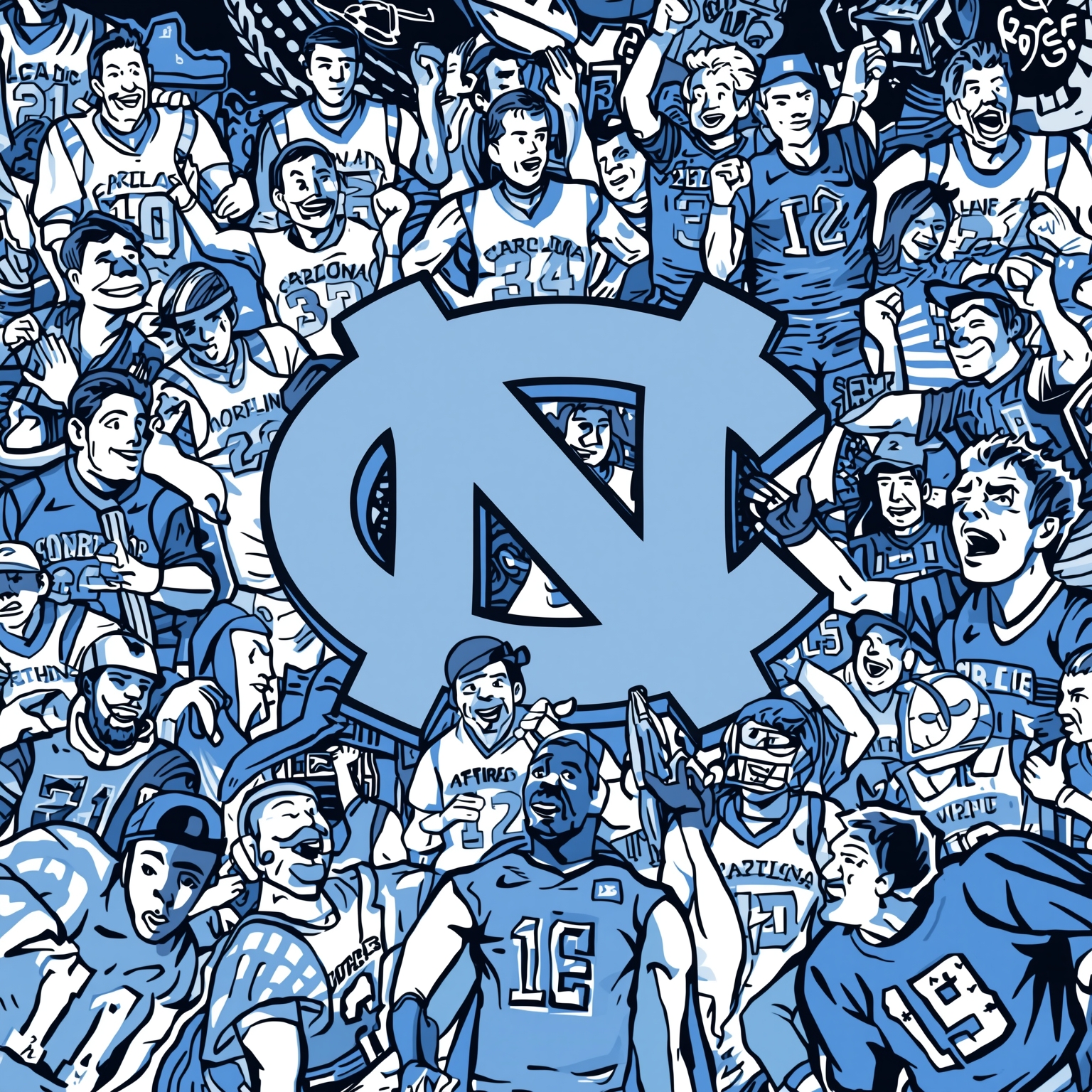Tar Heels’ Buzzer-Beaters, Recruit Chase & Bracket Hopes - painting of North Carolina Tar Heels basketball, football venue
