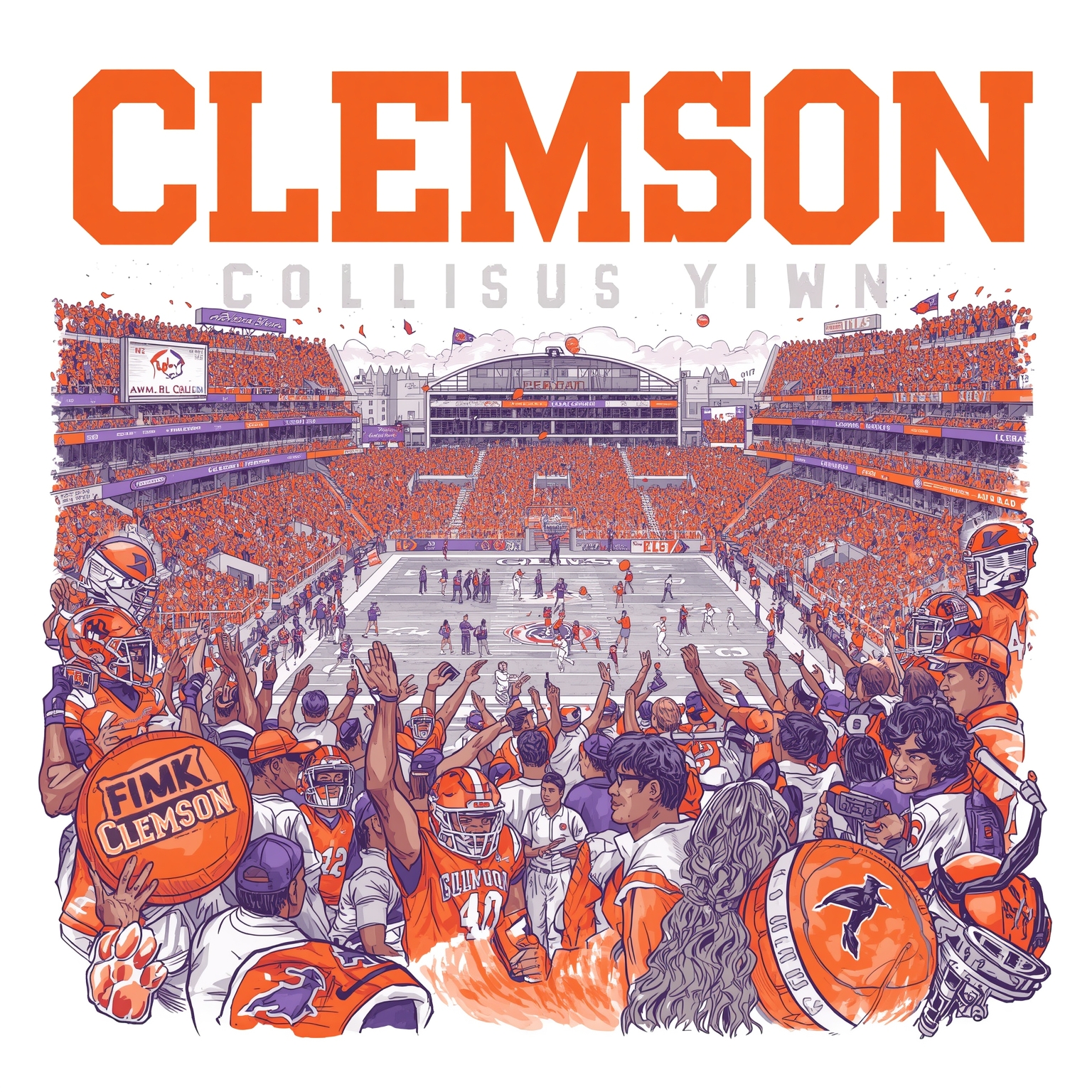 Court Wins, Coaching Shifts & Recruiting Woes at Clemson - painting of Clemson Tigers football,basketball venue
