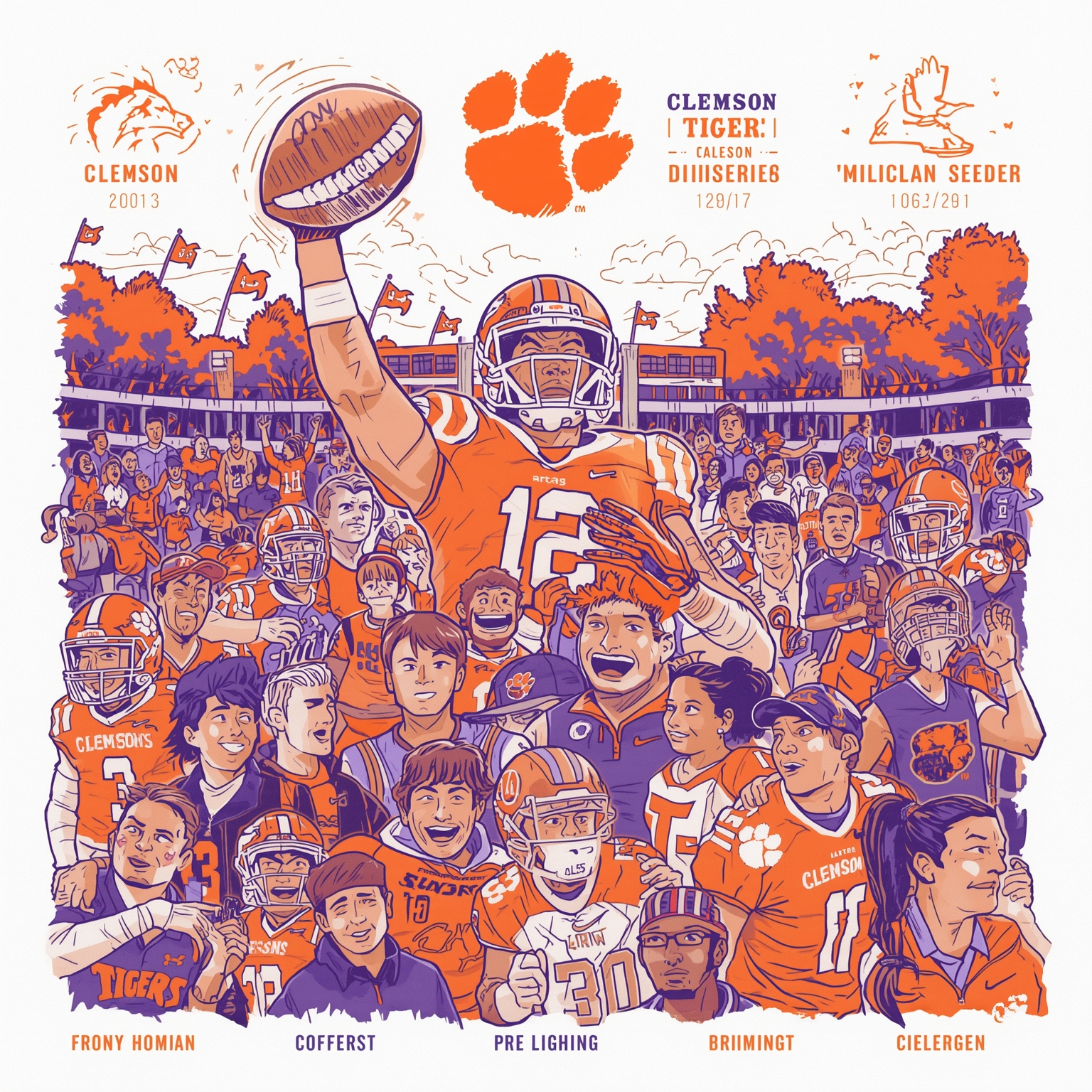 Clemson's Hoops Triumphs and Portal Game-Changers - painting of Clemson Tigers football,basketball venue