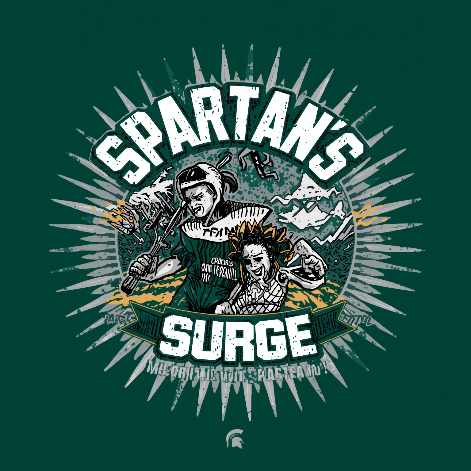 Spartans Surge: Football, Hockey, and Tournament Dreams - painting of Michigan State Spartans football,hockey,basketball venue