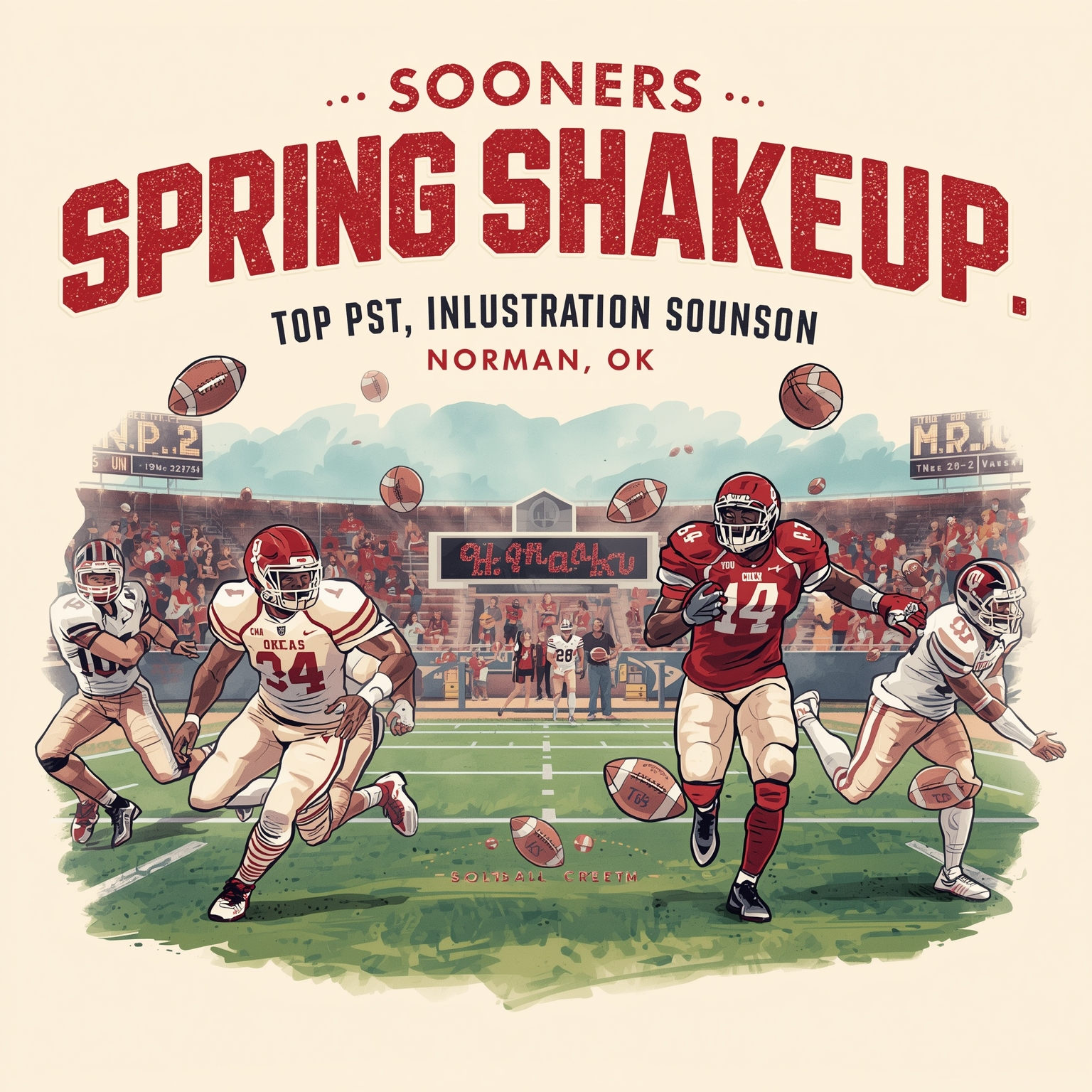 Sooners Spring Shakeup: QB, Softball, and DL Updates - painting of Oklahoma Sooners football,softball venue