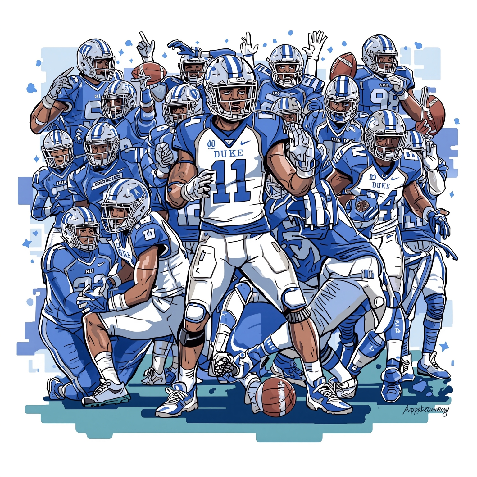 Duke in Flux: Football Fallout, Hoop Hype & Freshman Feats - painting of Duke Blue Devils football, basketball venue