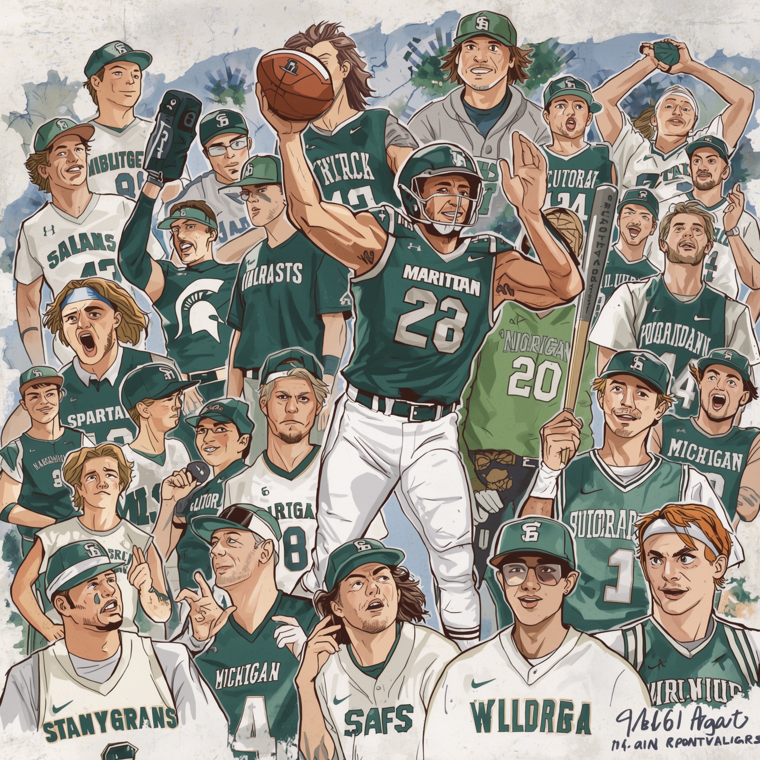 MSU’s 2026: Recruits, Records, Awards & Rising Stars - painting of Michigan State Spartans football, basketball, baseball venue