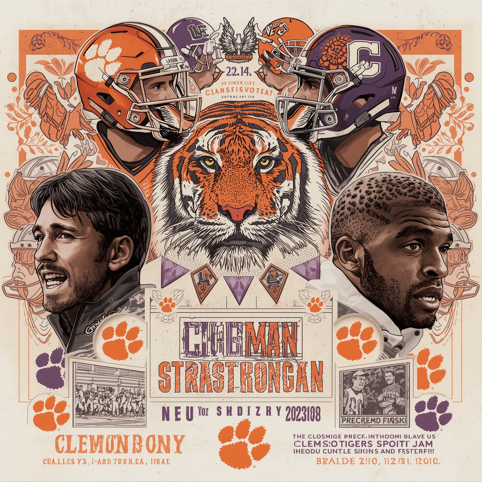 Clemson’s Recruiting Stars, 2026 QBs, and Duke Duel - painting of Clemson Tigers football,basketball venue