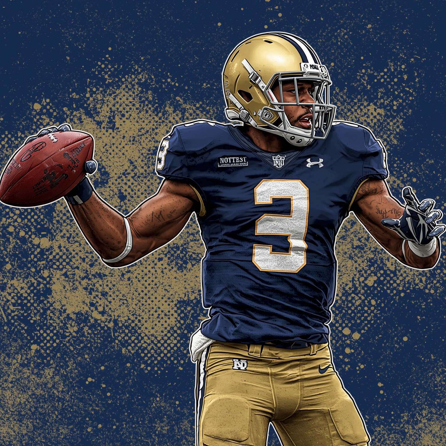 Notre Dame Reunites with Aaron Henry as DB Master - painting of Notre Dame Fighting Irish football venue