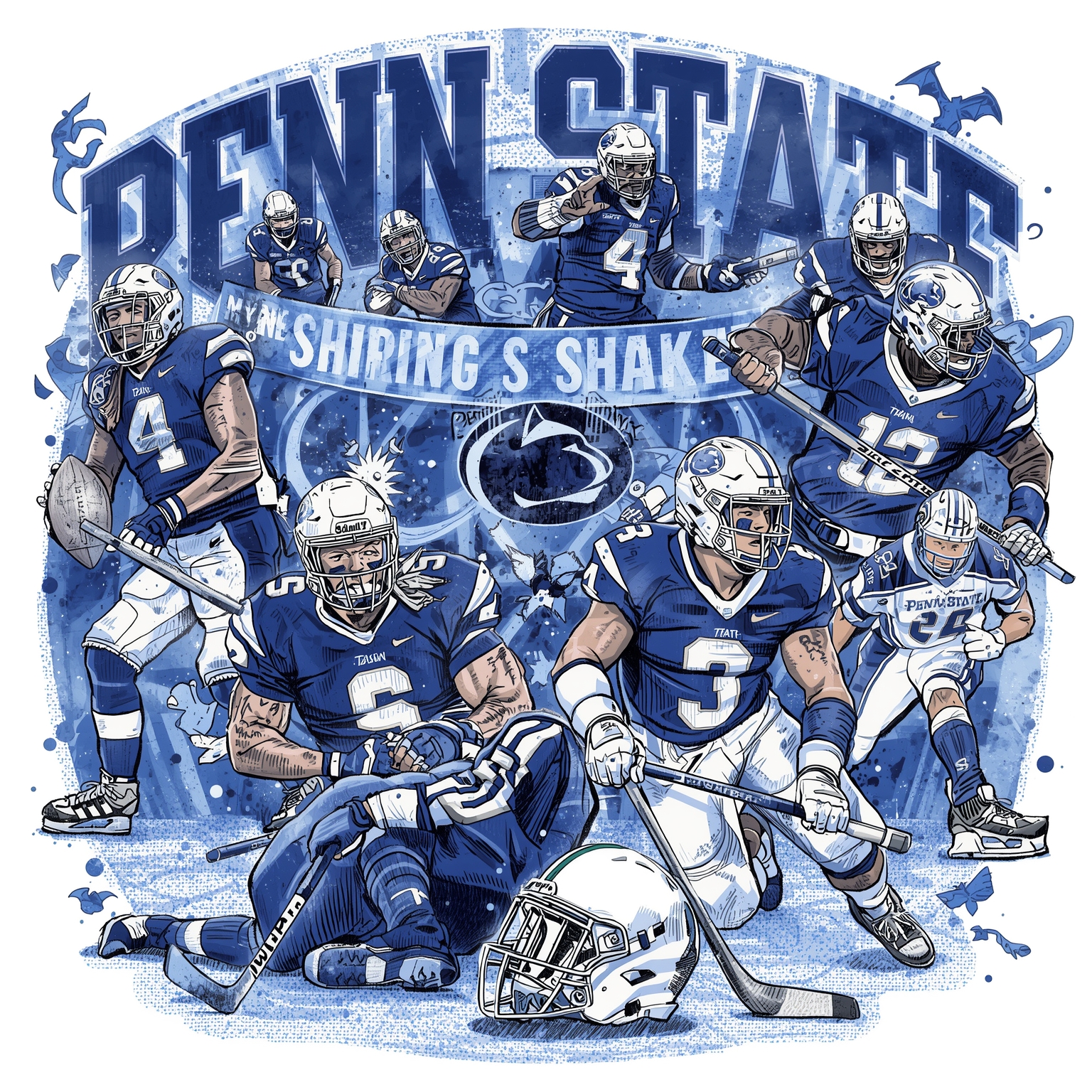 Penn State’s Spring Shakeups: QBs, Wrestlers & Hockey Clash - painting of Penn State Nittany Lions football, hockey venue