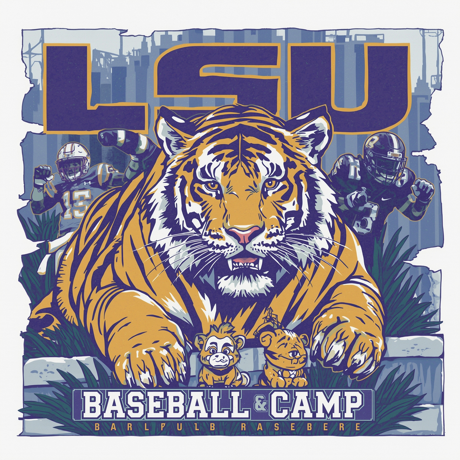 LSU Sports Roundup: Court Ruling, Baseball & Spring Camp - painting of LSU Tigers football, baseball venue