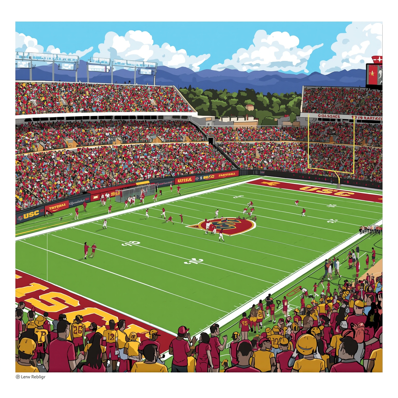 USC Trojans: Big Ten Hopes and Elite In-State Recruiting - painting of USC Trojans football,basketball venue