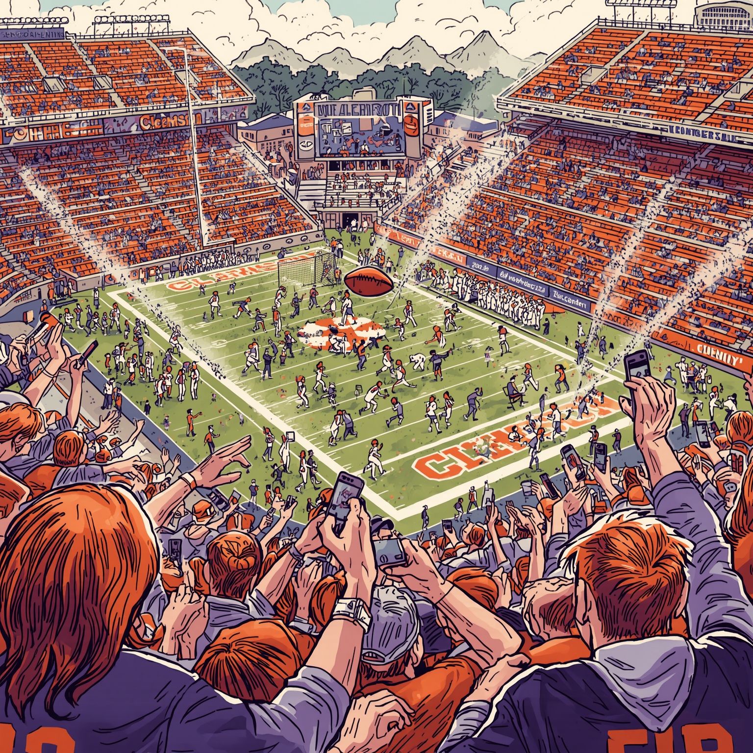 Tigers in Turmoil: Football Transfers and Hoops Woes - painting of Clemson Tigers football,basketball venue