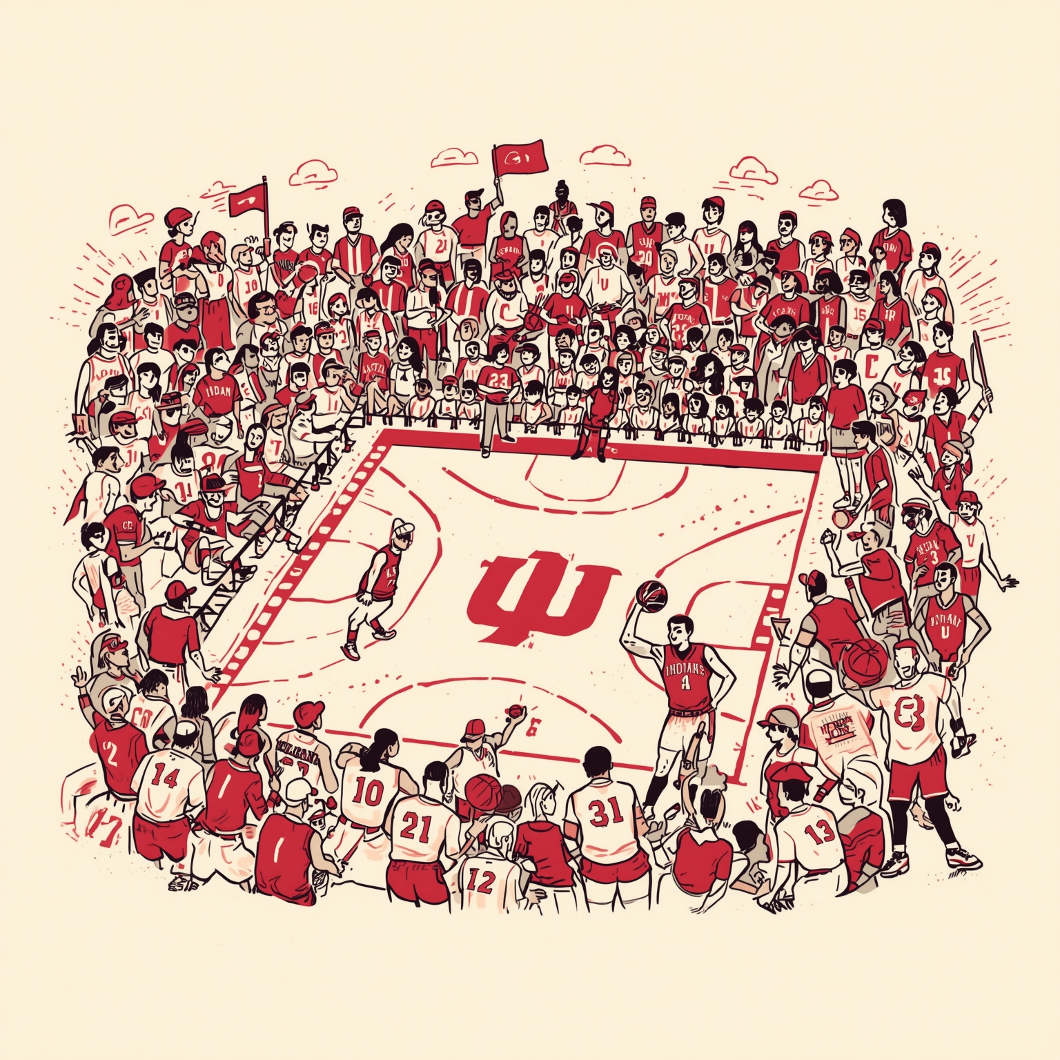 Hoosier Hiccups: Rivalry Rumbles to Season Prognosis - painting of Indiana Hoosiers basketball, baseball venue