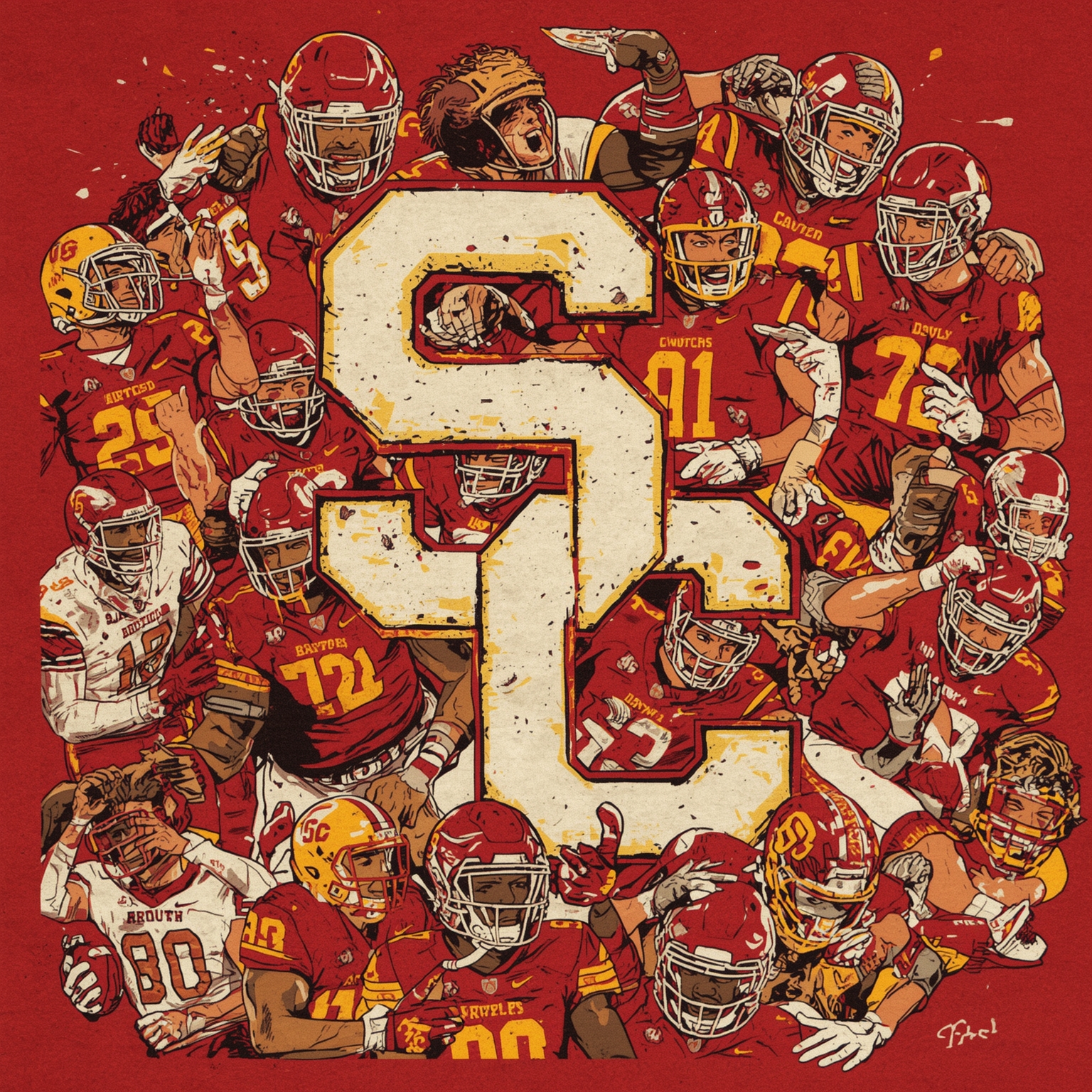 USC Trojans: Facilities, Hires, Court Wins & Pro Bowl - painting of USC Trojans football,basketball venue