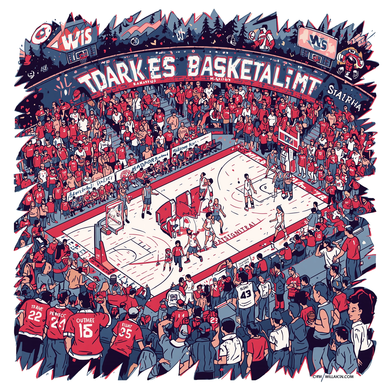 Badgers Basketball: Brackets, Broadcast & Buckeye Battle - painting of Wisconsin Badgers basketball venue