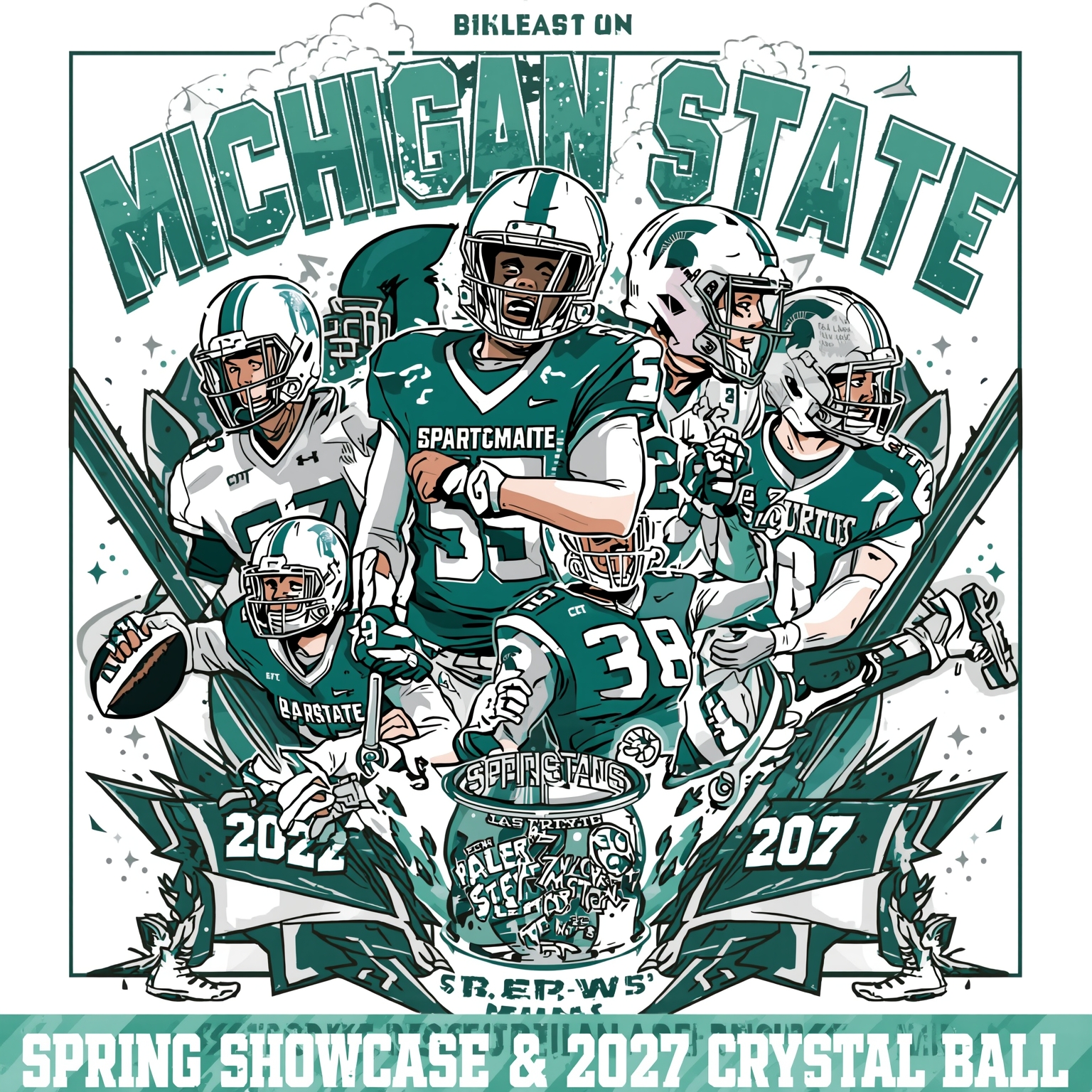Spartans' Spring Showcase & 2027 Recruit Crystal Ball - painting of Michigan State Spartans football venue