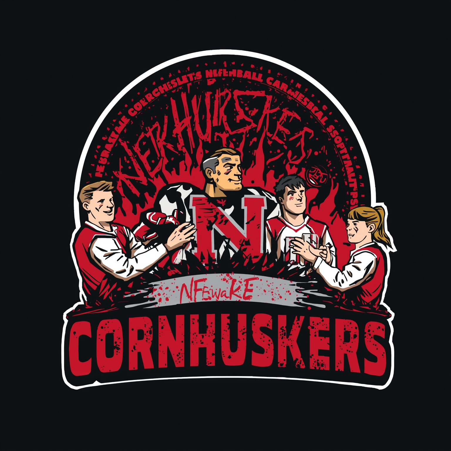 Cornhuskers Quiet Offseason & Softball's Top-10 Triumph - painting of Nebraska Cornhuskers football,softball venue