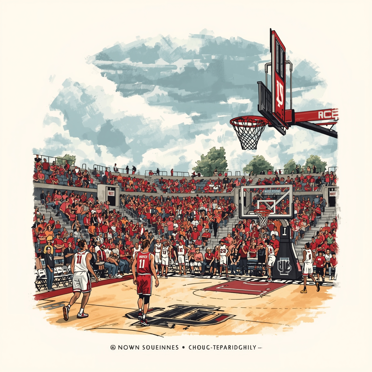 Indiana-Purdue Showdown: Coach Talk & Game Preview - painting of Indiana Hoosiers basketball venue