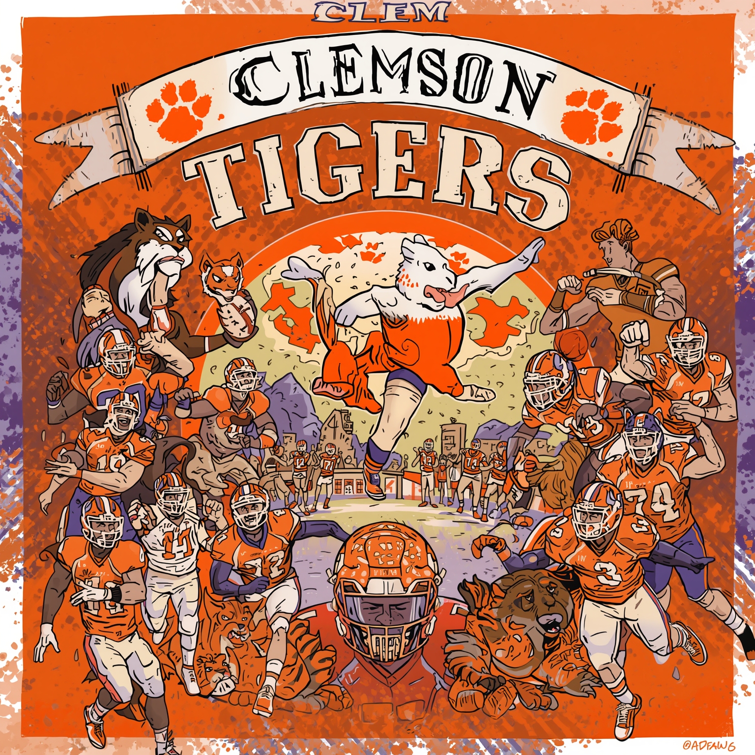 Clemson Tigers: Recruits, Slumps, Transfers & Revenge Games - painting of Clemson Tigers basketball, football venue