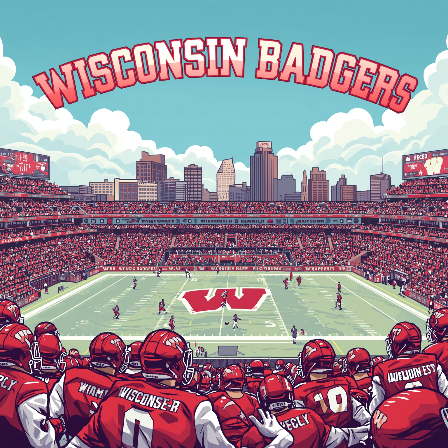 Badgers Buzz: From NFL Signings to Olympic Ice Miracles - painting of Wisconsin Badgers hockey, football venue