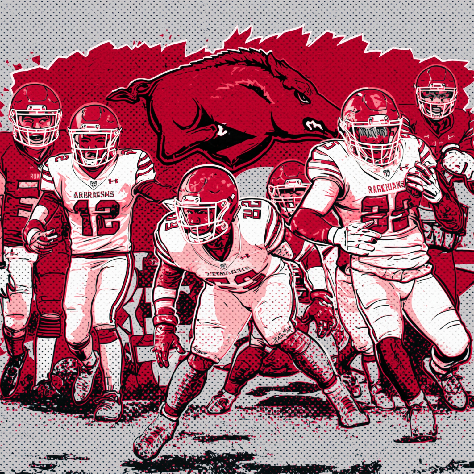 Arkansas Football Shakeup: Coach, Recruits & Retirements - painting of Arkansas Razorbacks football venue