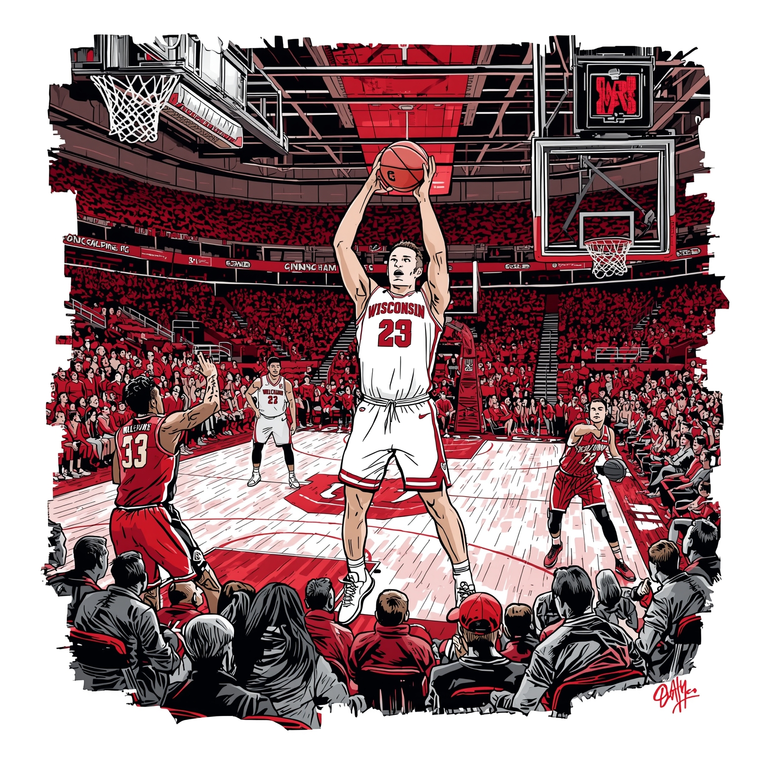 Badgers Seek Edge Against Hawkeyes’ Defense - painting of Wisconsin Badgers basketball venue