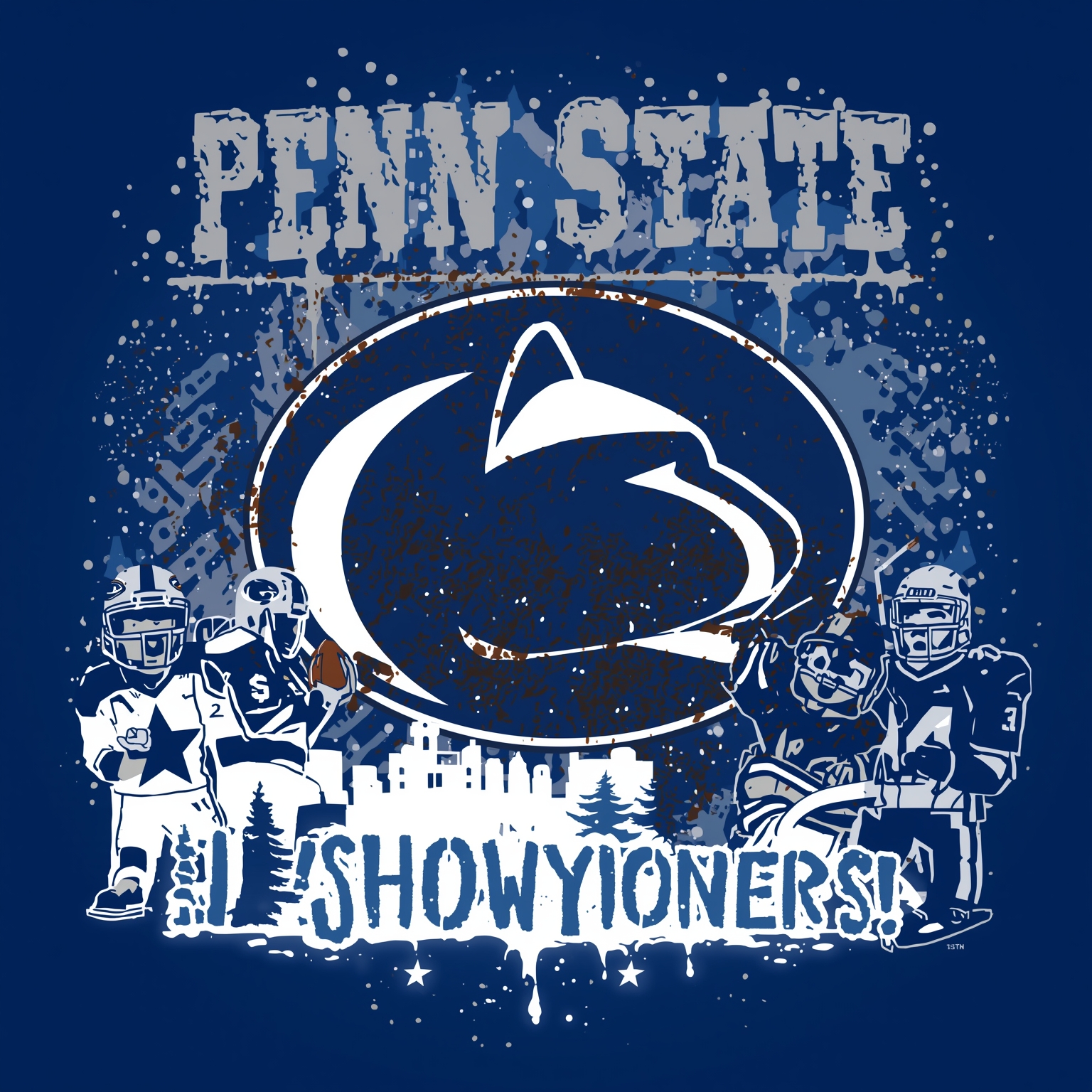NFL Playbooks to Ice Showstoppers - painting of Penn State Nittany Lions football, hockey venue