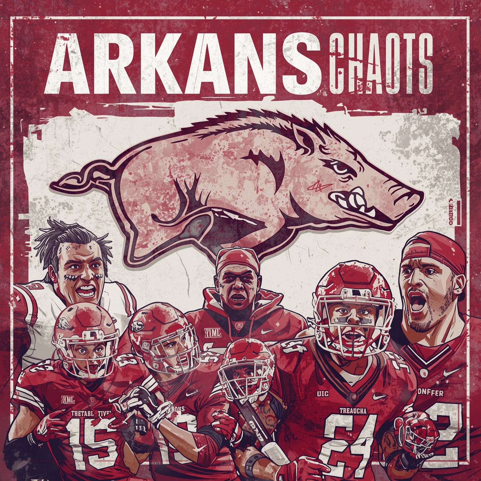 Arkansas Chaos: Defense Revamp, Spreadsheet Wars & Injuries - painting of Arkansas Razorbacks football,basketball venue