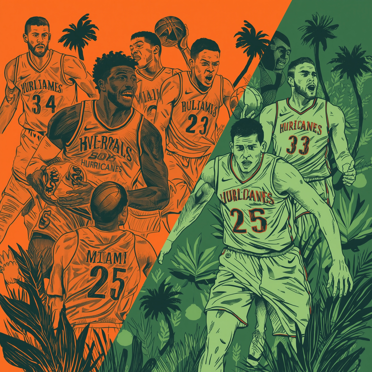 Miami’s Highs and Lows: ACC Bid, Road Clash & Déjà Vu - painting of Miami Hurricanes basketball venue